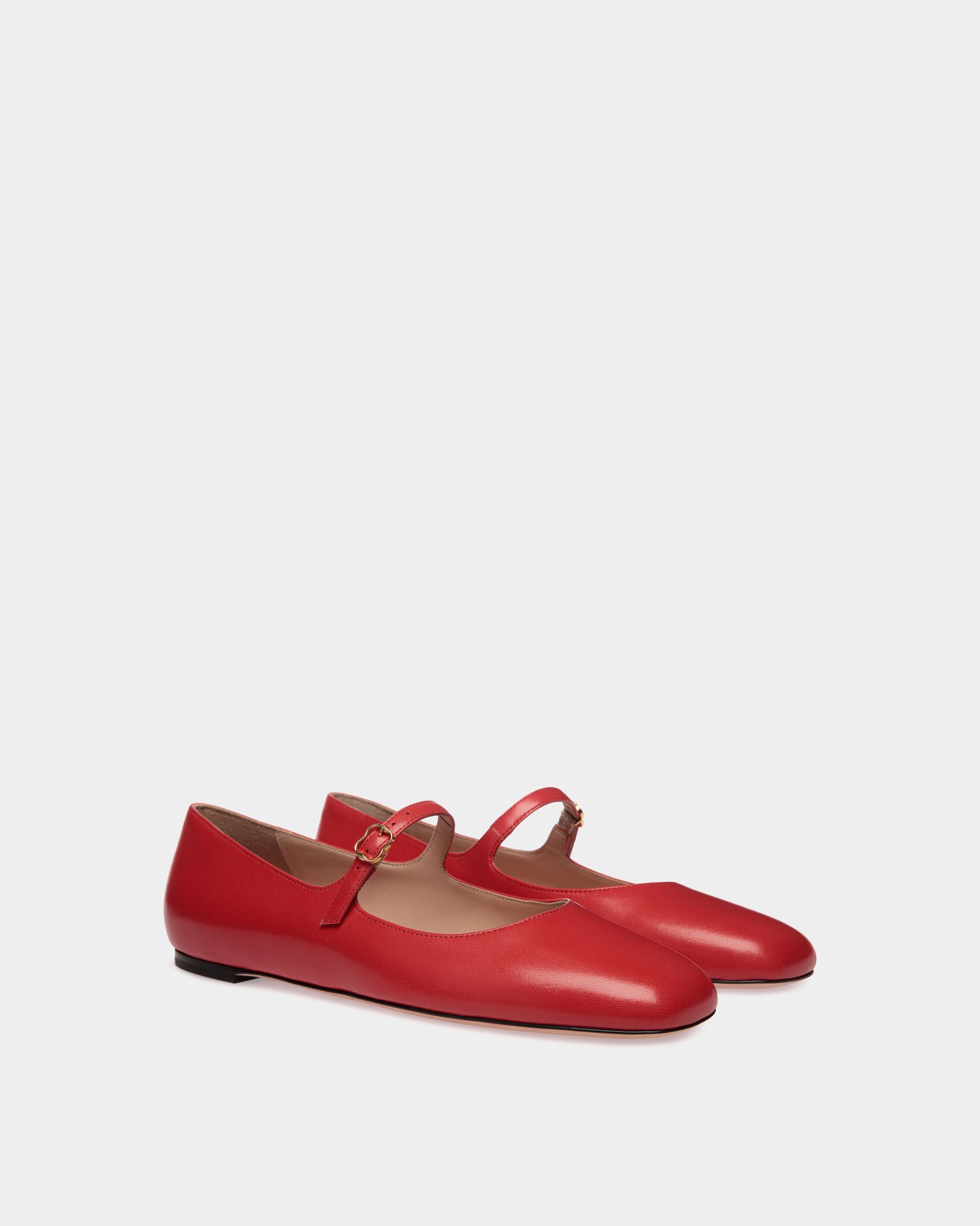 Zapato Plano Ballyrina De Piel Candy Red - Mujer - Bally - 02