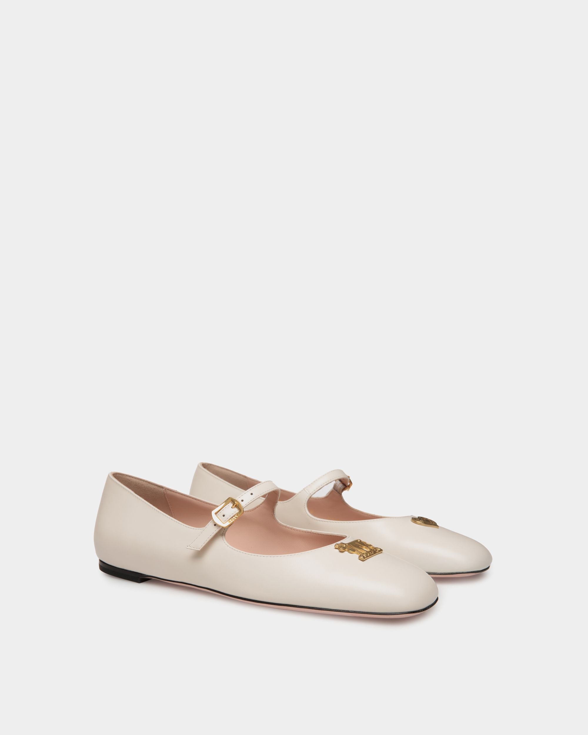 Ballyrina Mary-Jane Flat In White Leather - Women's - Bally - 03