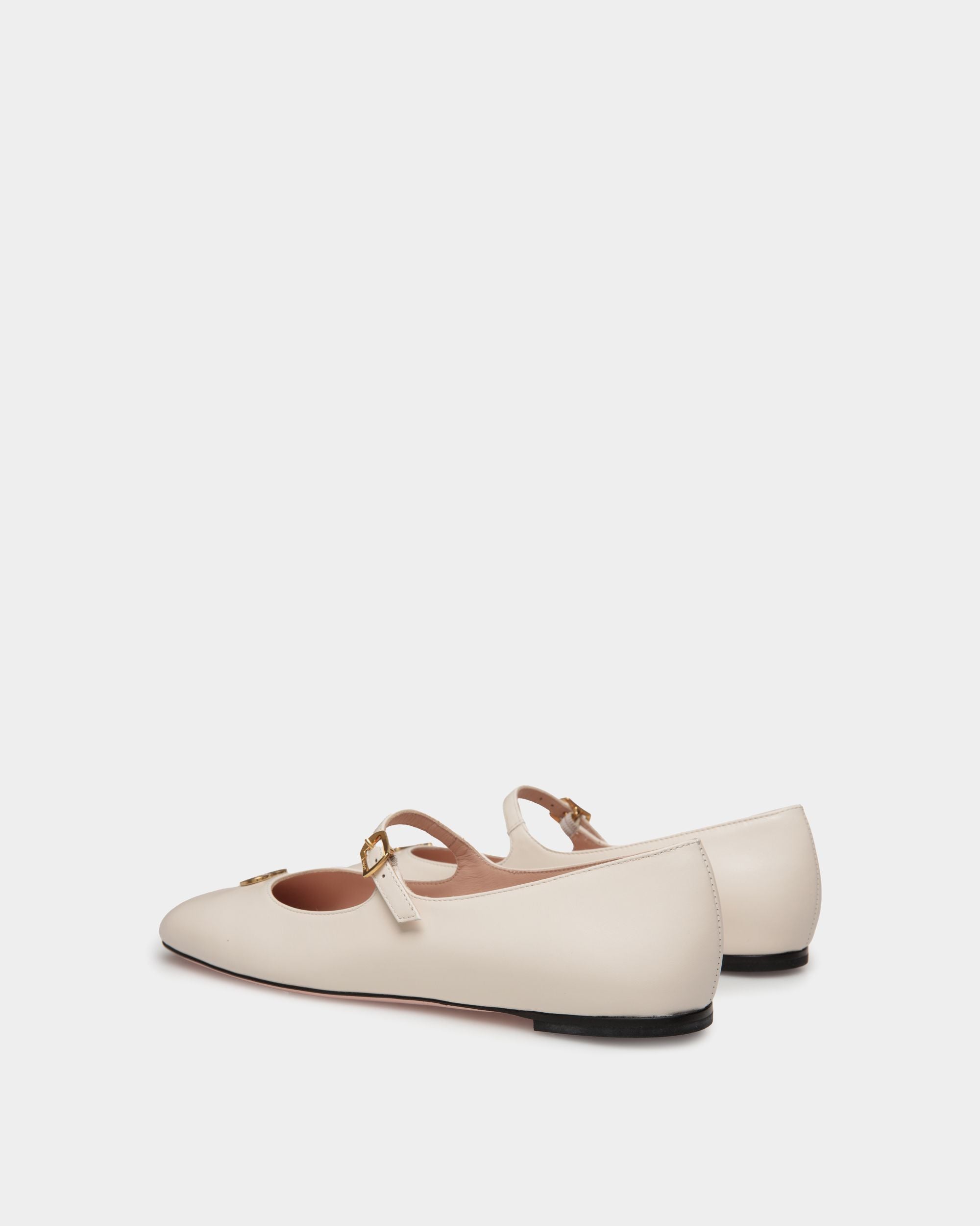 Ballyrina Mary-Jane Flat In White Leather - Women's - Bally - 04