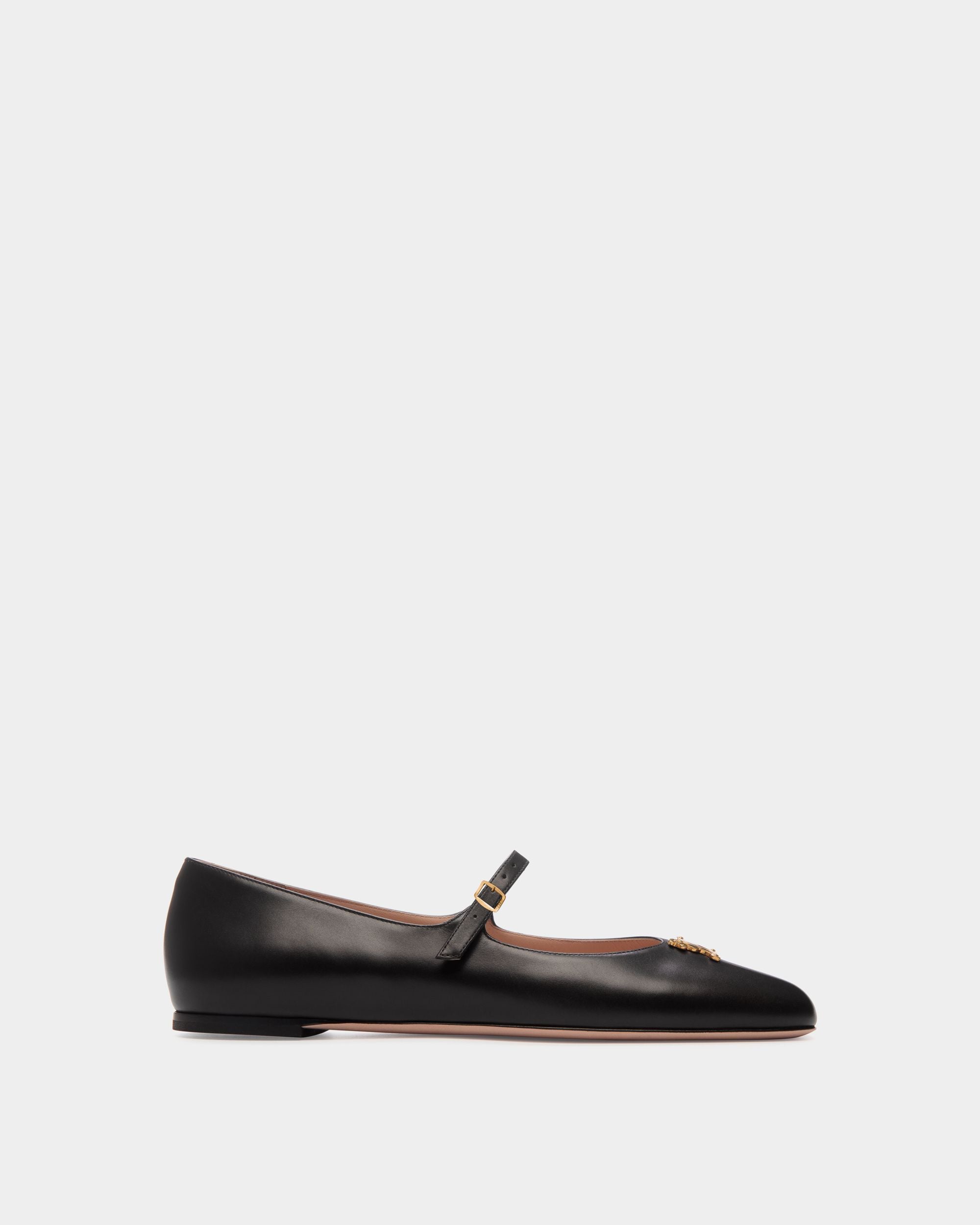 Zapato Plano Estilo Merceditas Ballyrina De Piel Negra - Mujer - Bally - 01