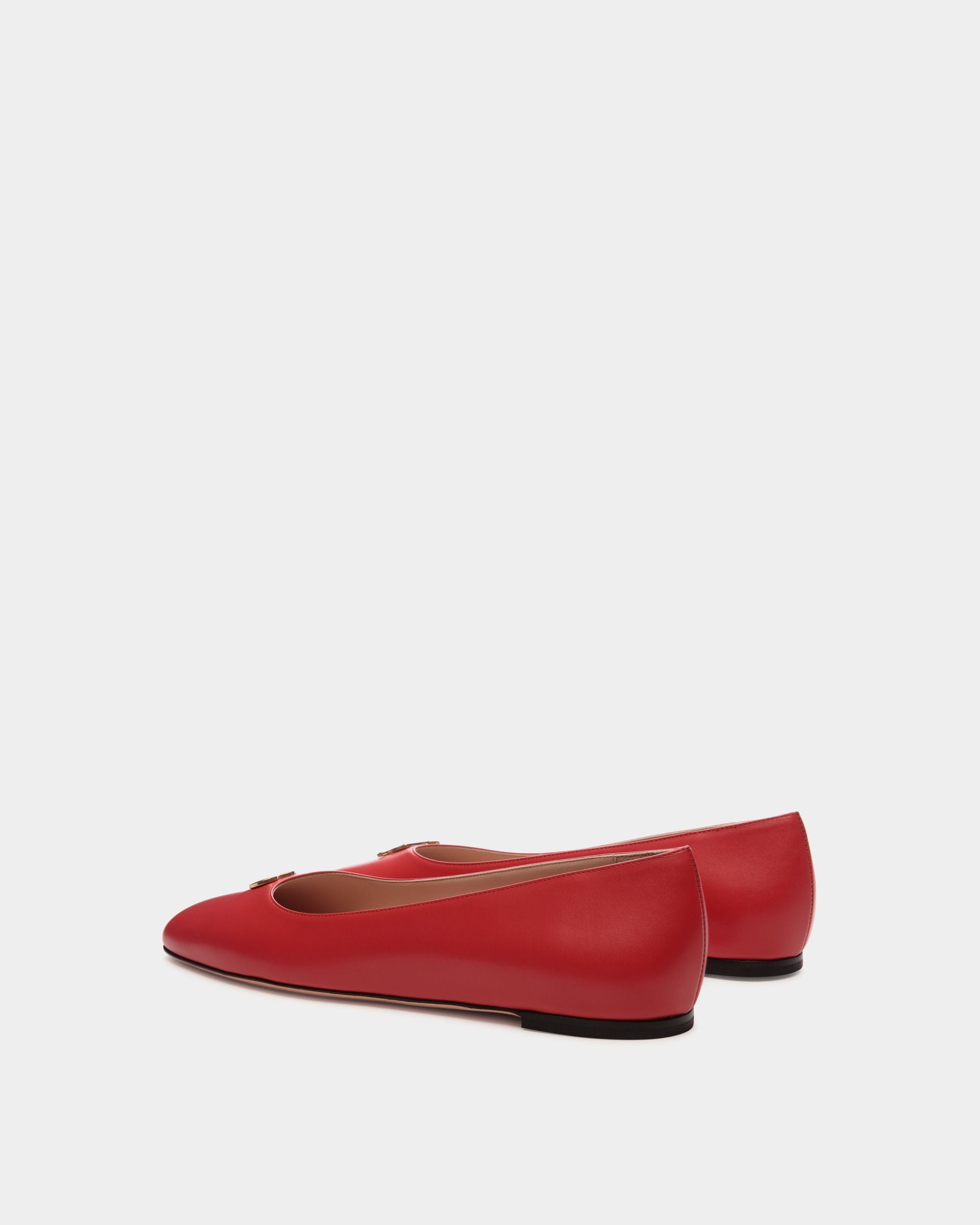 Zapatos Planos De Piel Color Rojo Ballyrina - Mujer - Bally - 04