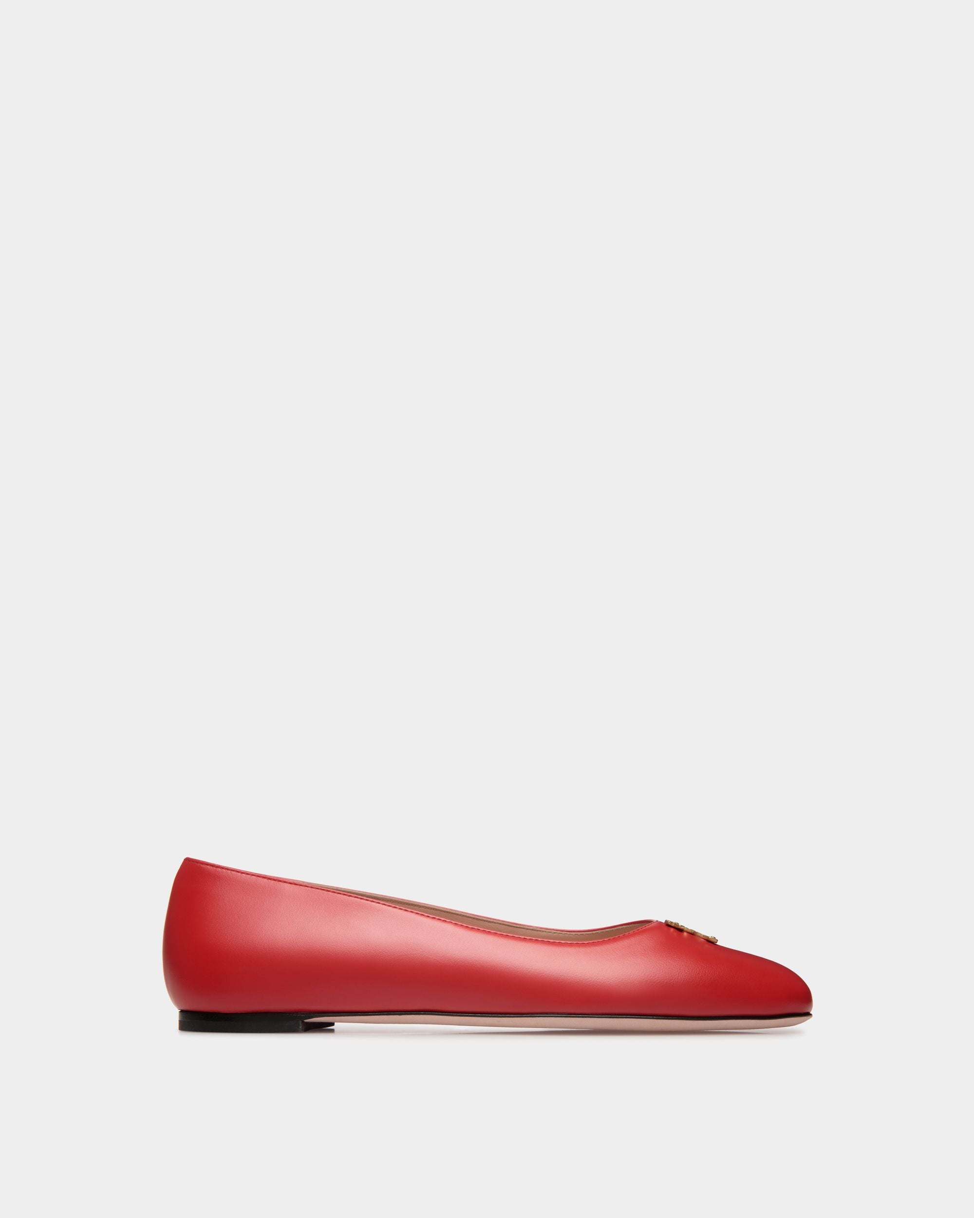 Zapato Plano Estilo Merceditas Ballyrina De Piel Roja - Mujer - Bally - 01