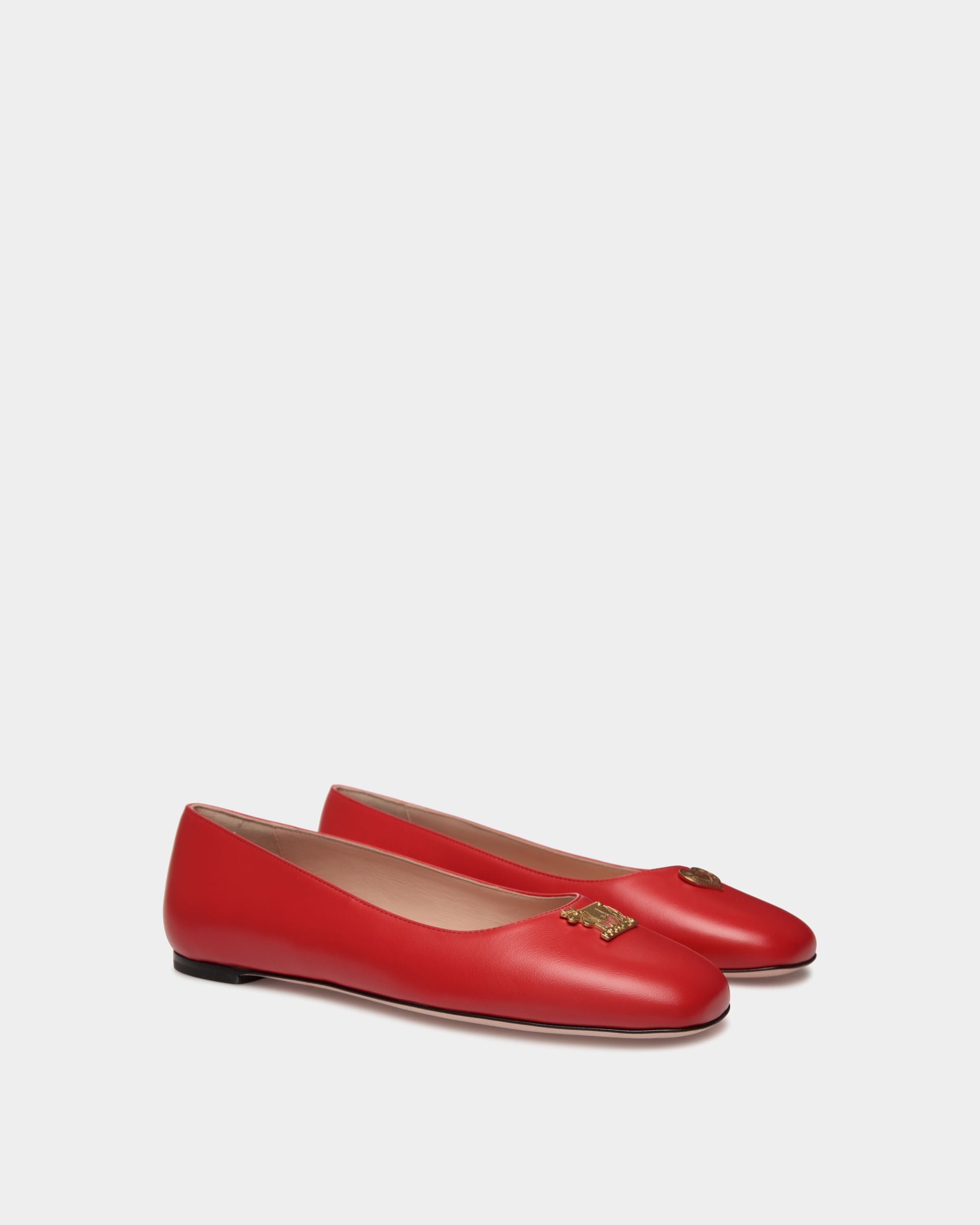 Zapato Plano Estilo Merceditas Ballyrina De Piel Roja - Mujer - Bally - 02