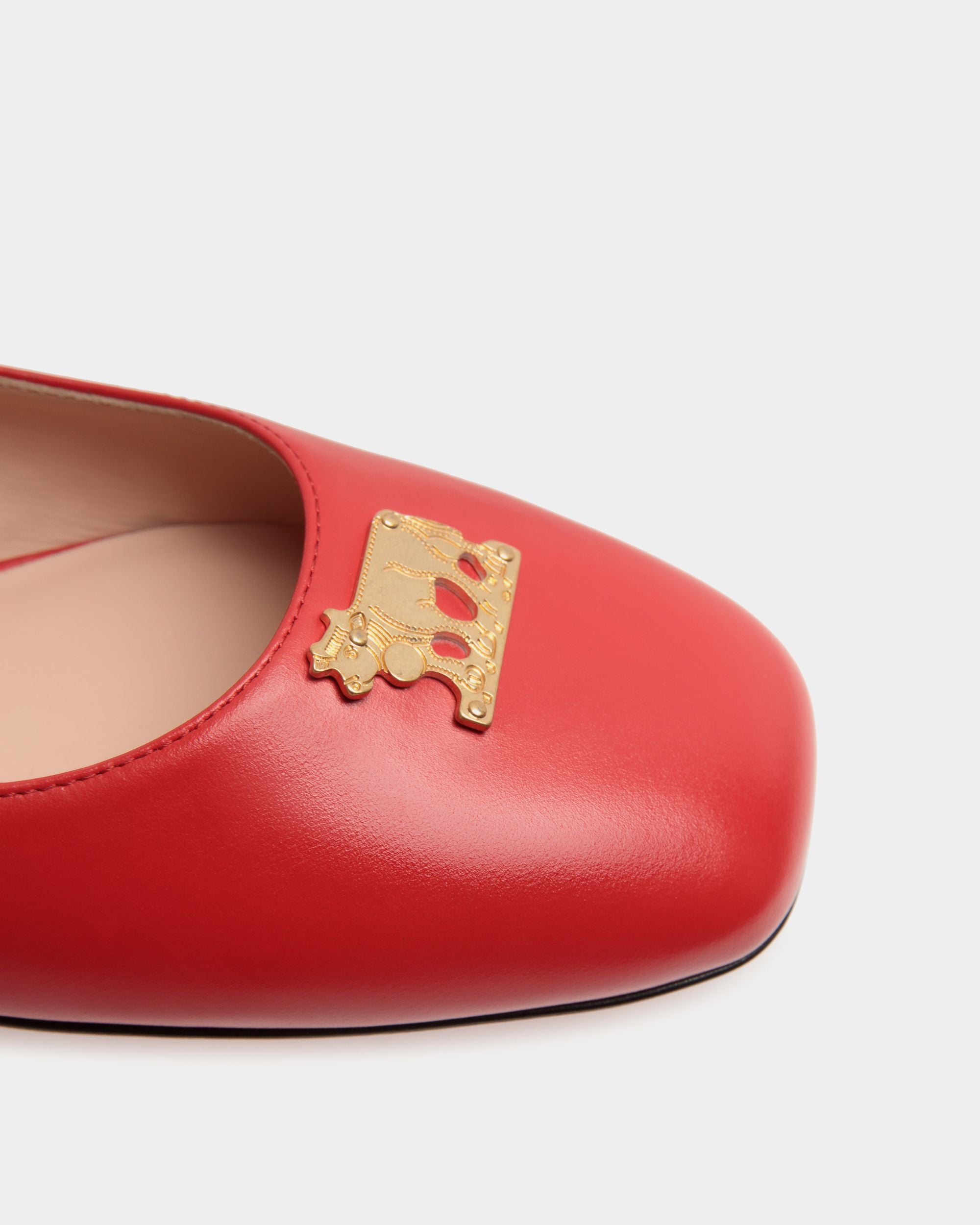 Zapato Plano Estilo Merceditas Ballyrina De Piel Roja - Mujer - Bally - 05