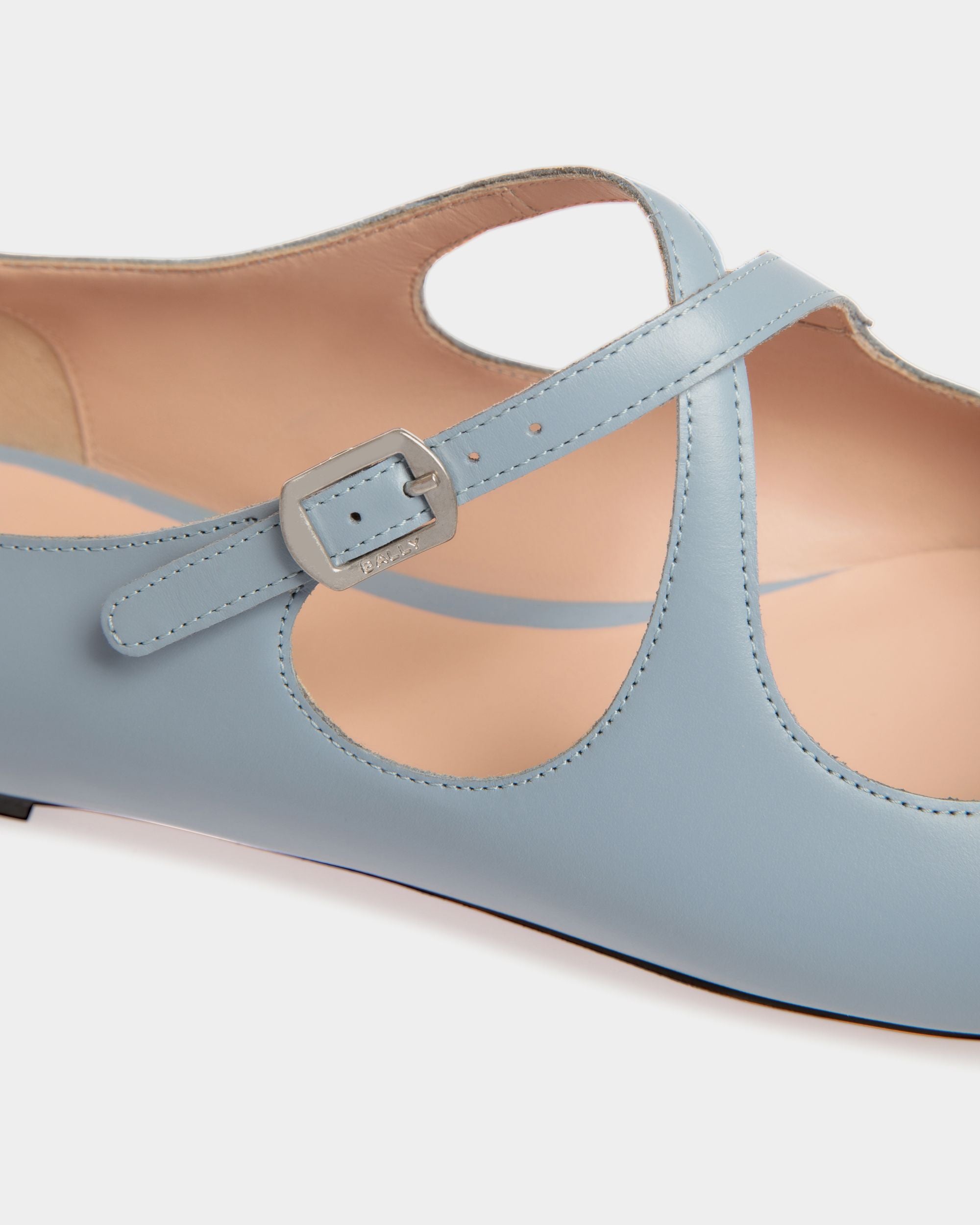 Zapato Plano Ballyrina De Piel Light Blue - Mujer - Bally - 06