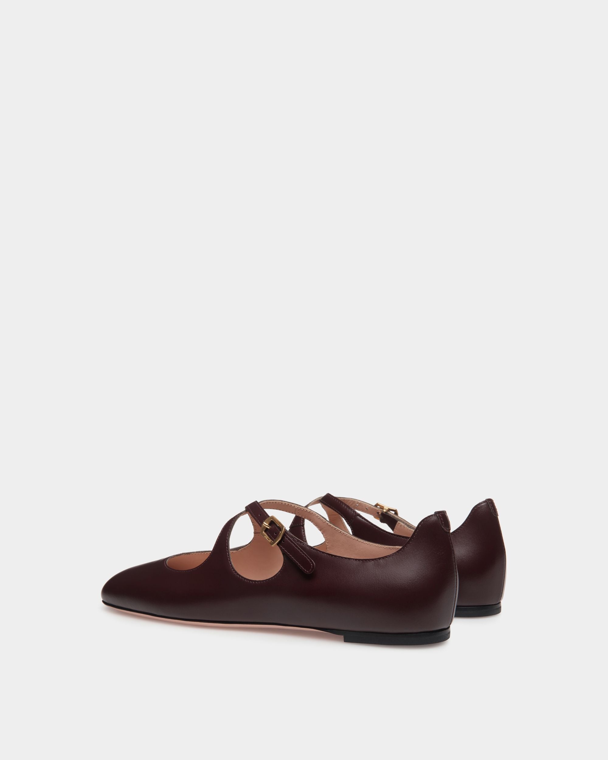 Zapato Plano Ballyrina De Piel Burdeos Oscuro - Mujer - Bally - 04