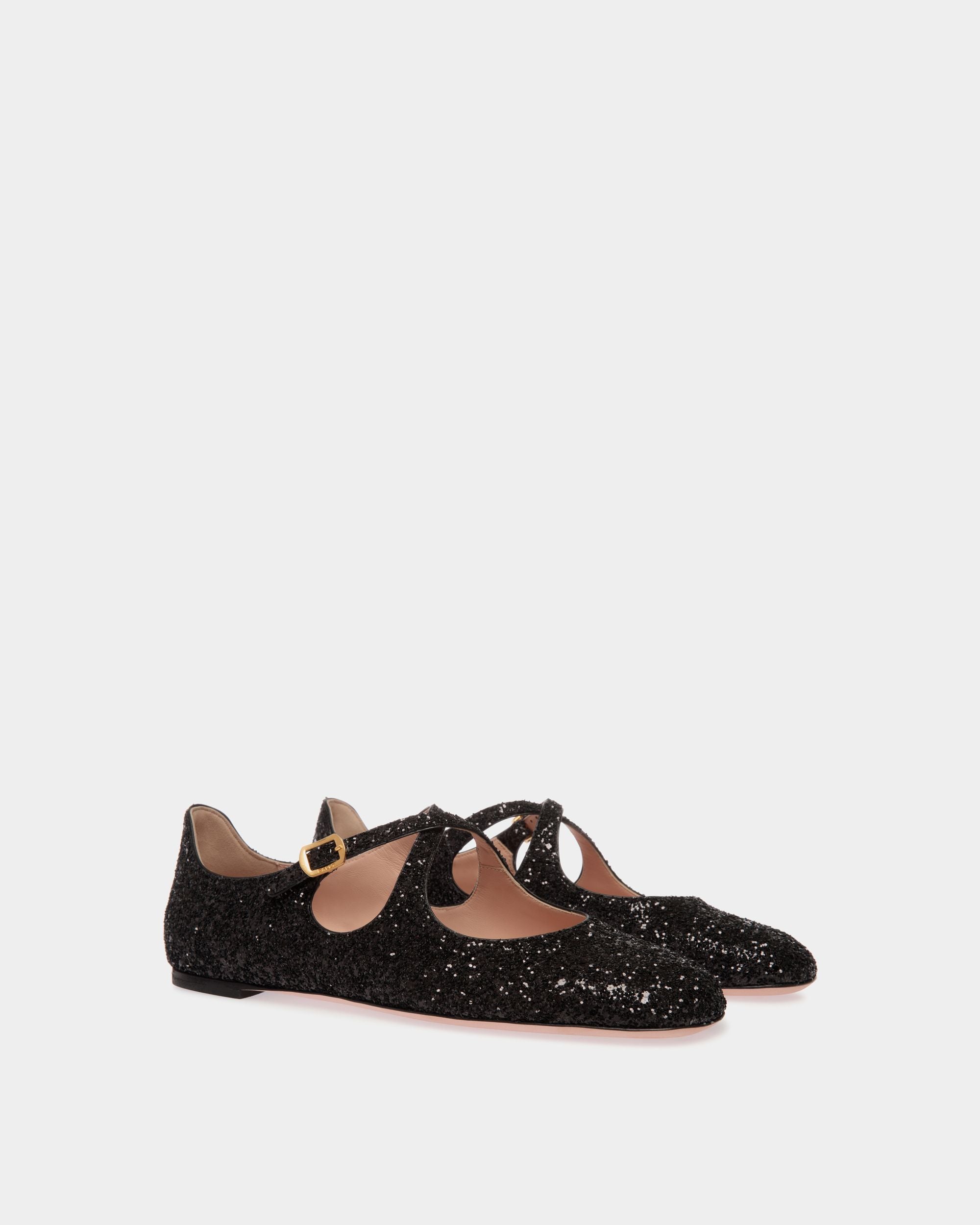 Zapato Plano Ballyrina Con Purpurina Negra - Mujer - Bally - 02