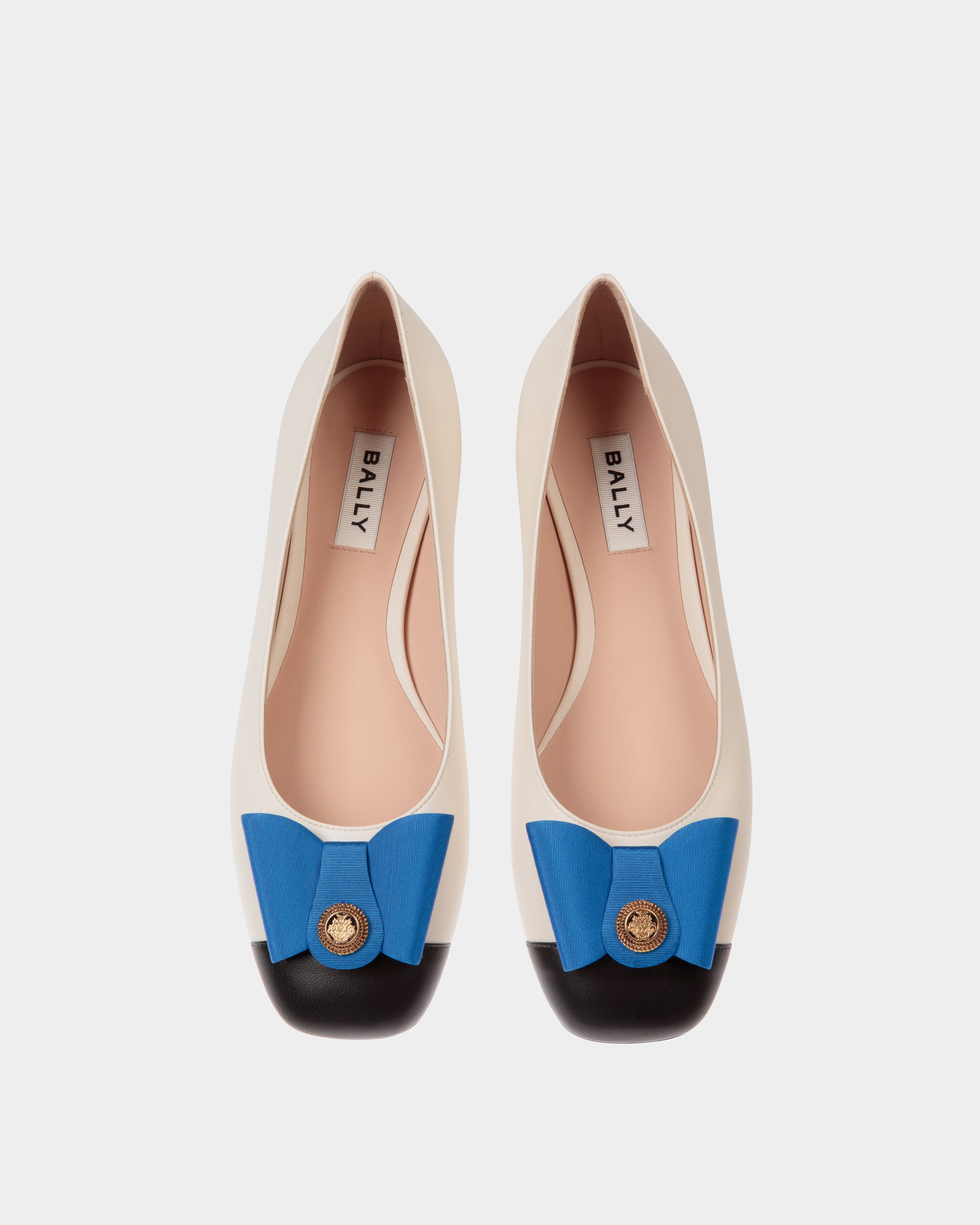 Zapato Plano B-Bow De Piel Blanca Y Negra - Mujer - Bally - 05