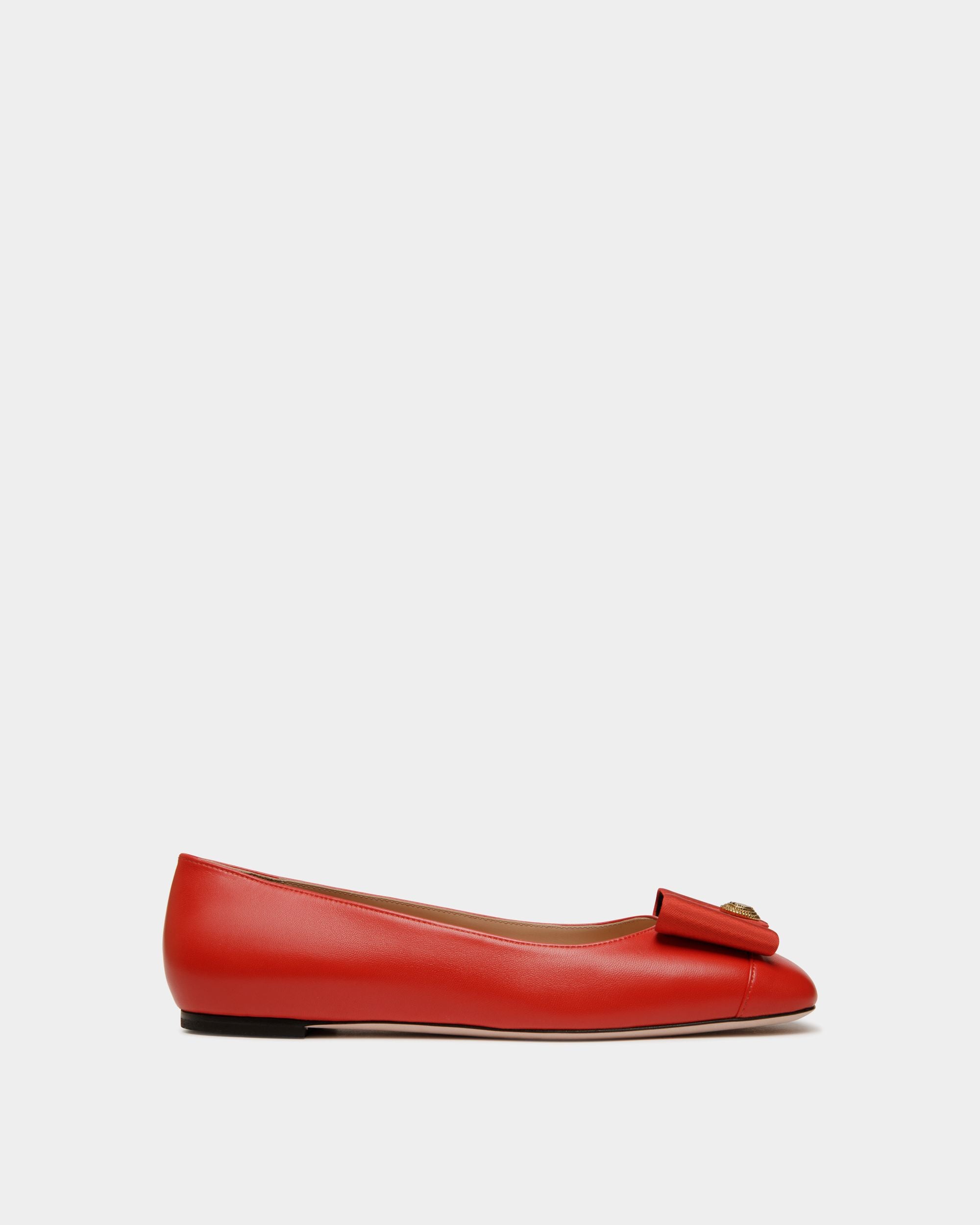 Zapato Plano B-Bow De Piel Roja - Mujer - Bally - 01