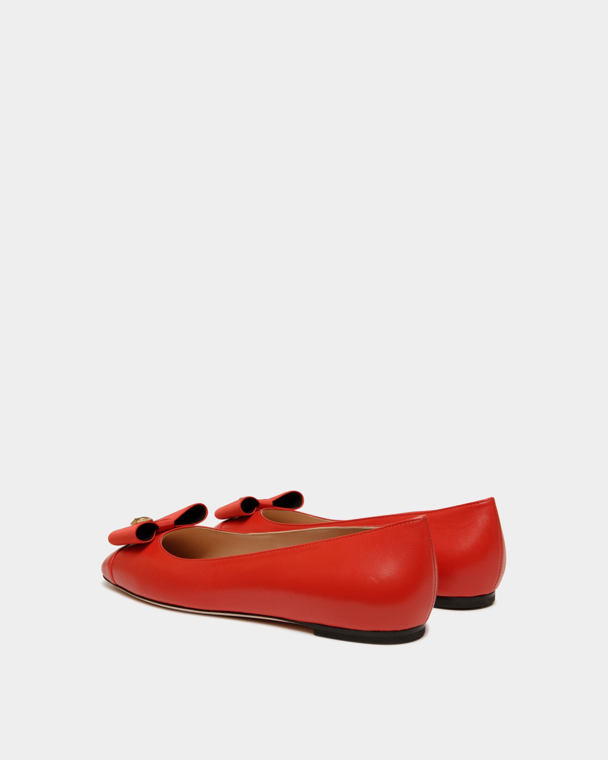 Zapato Plano B-Bow De Piel Roja - Mujer - Bally - 04
