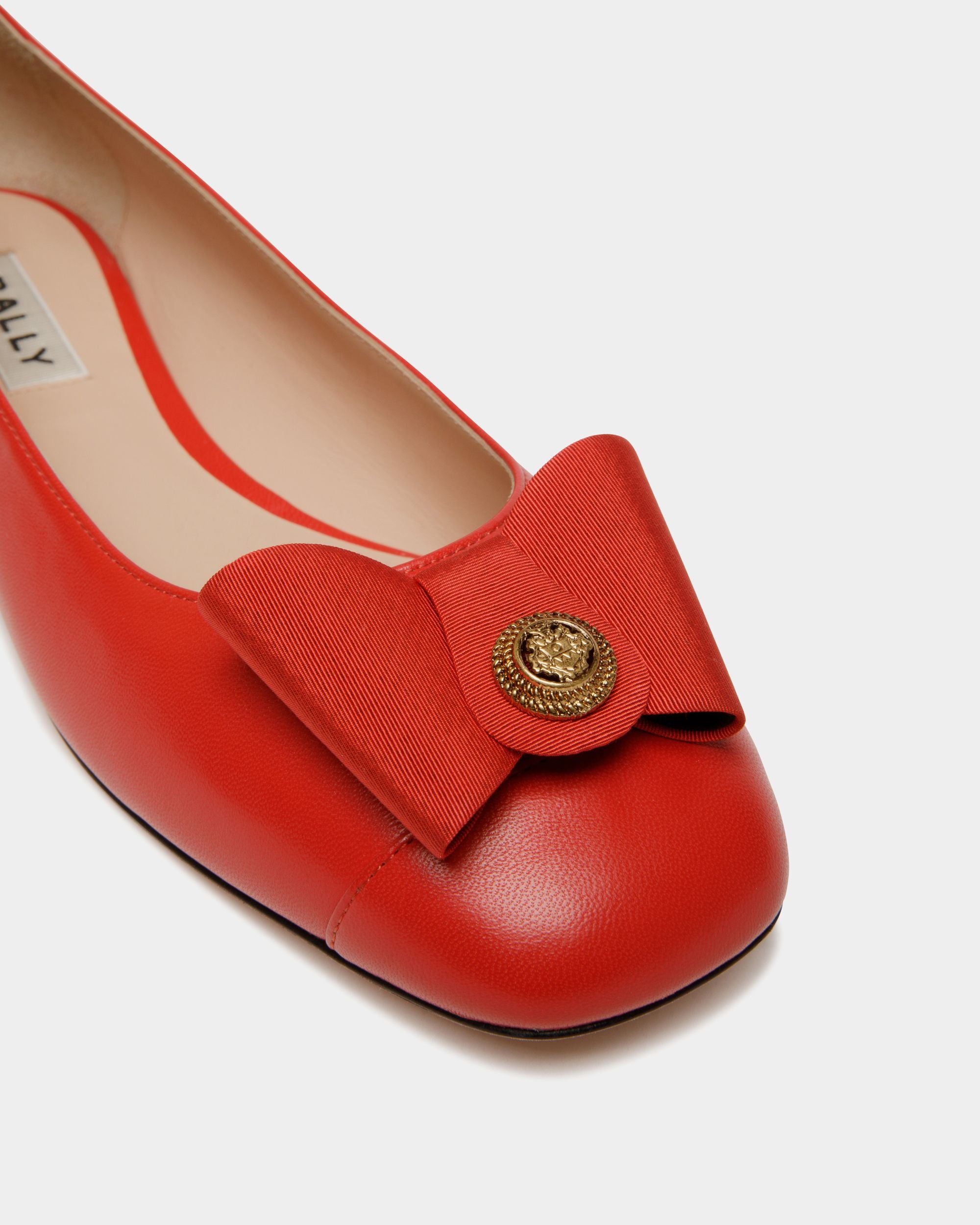 Zapato Plano B-Bow De Piel Roja - Mujer - Bally - 06