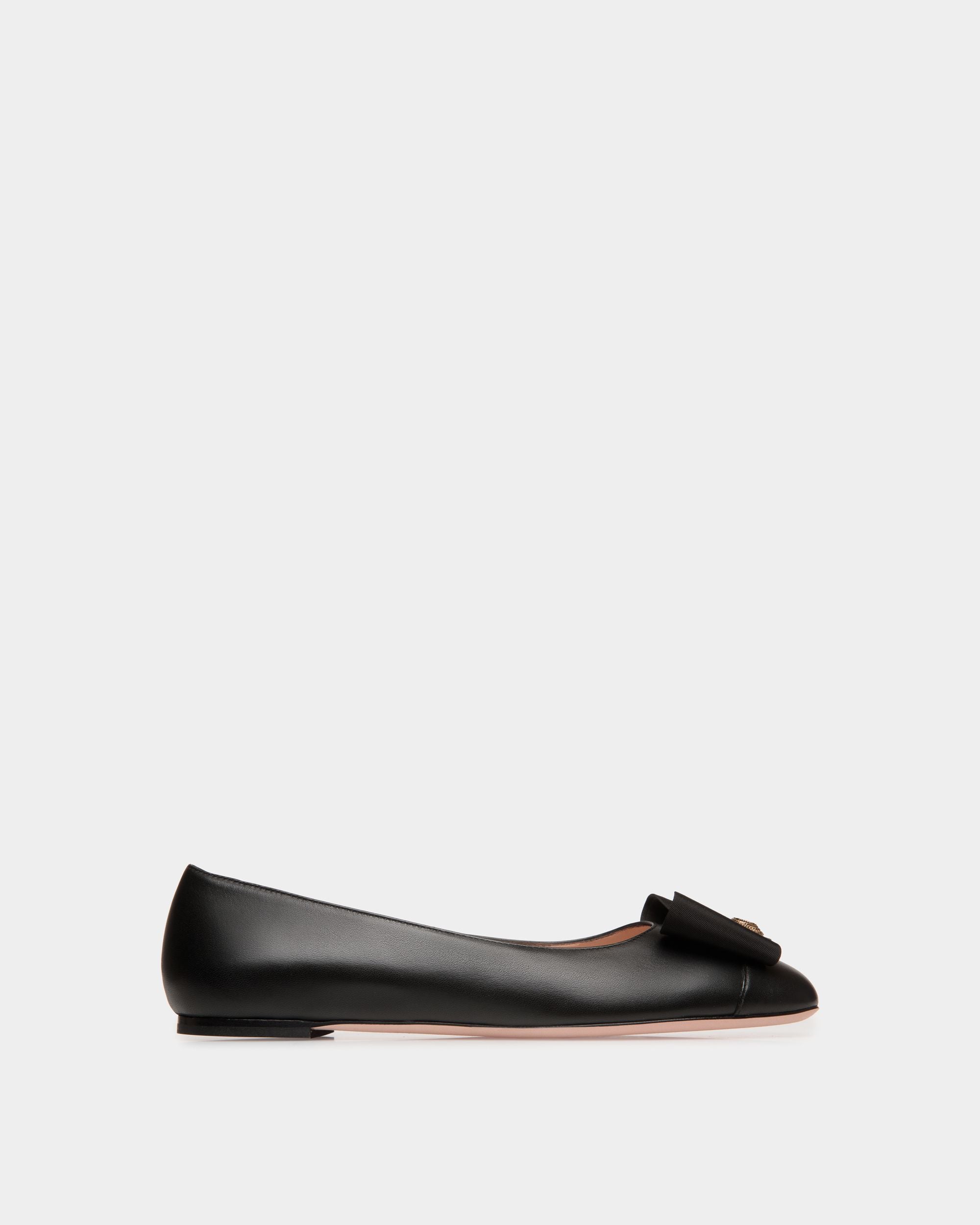 B-Bow Flat in Black Leather - Women's - Bally - 01