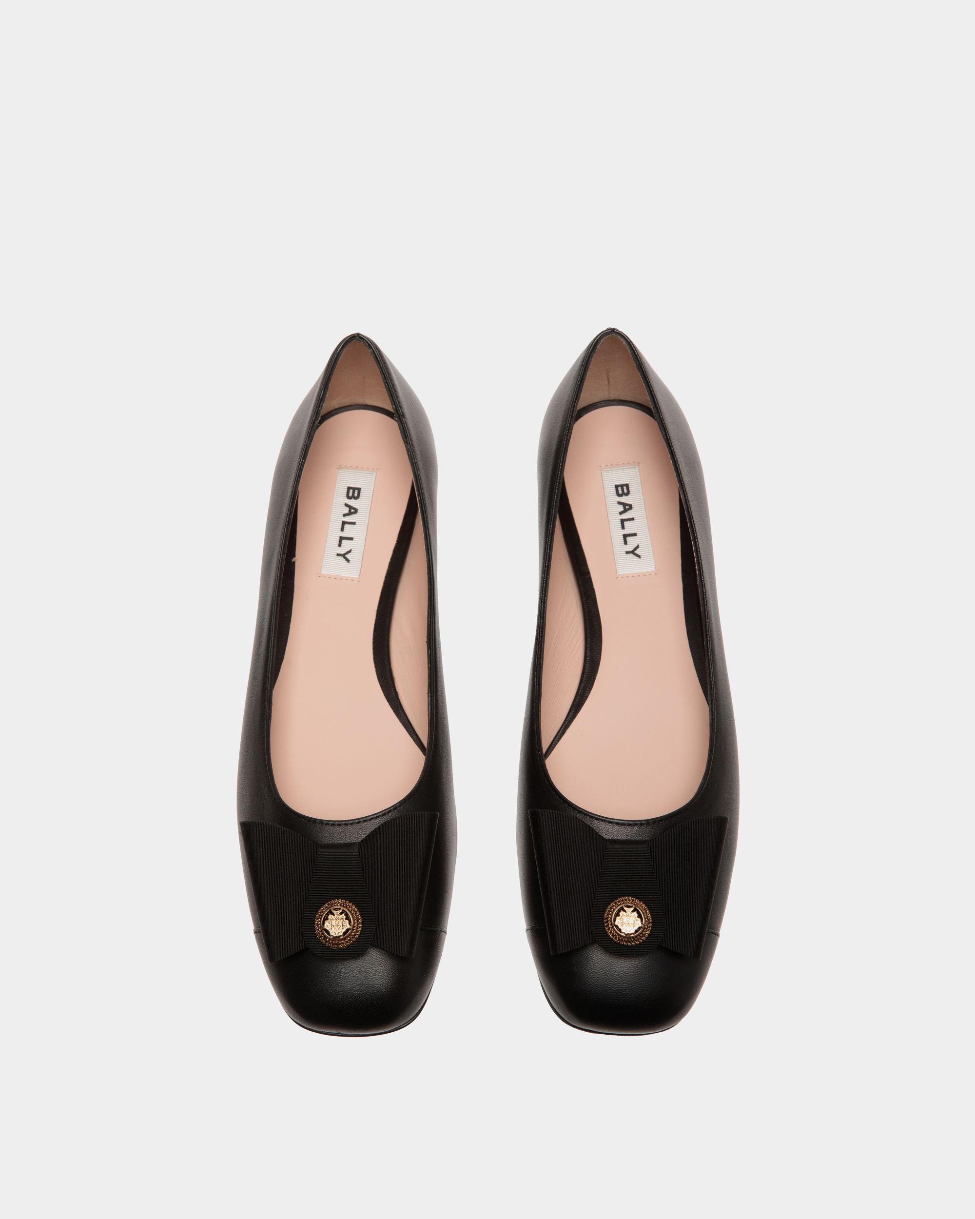 B-Bow Flat in Black Leather - Women's - Bally - 04