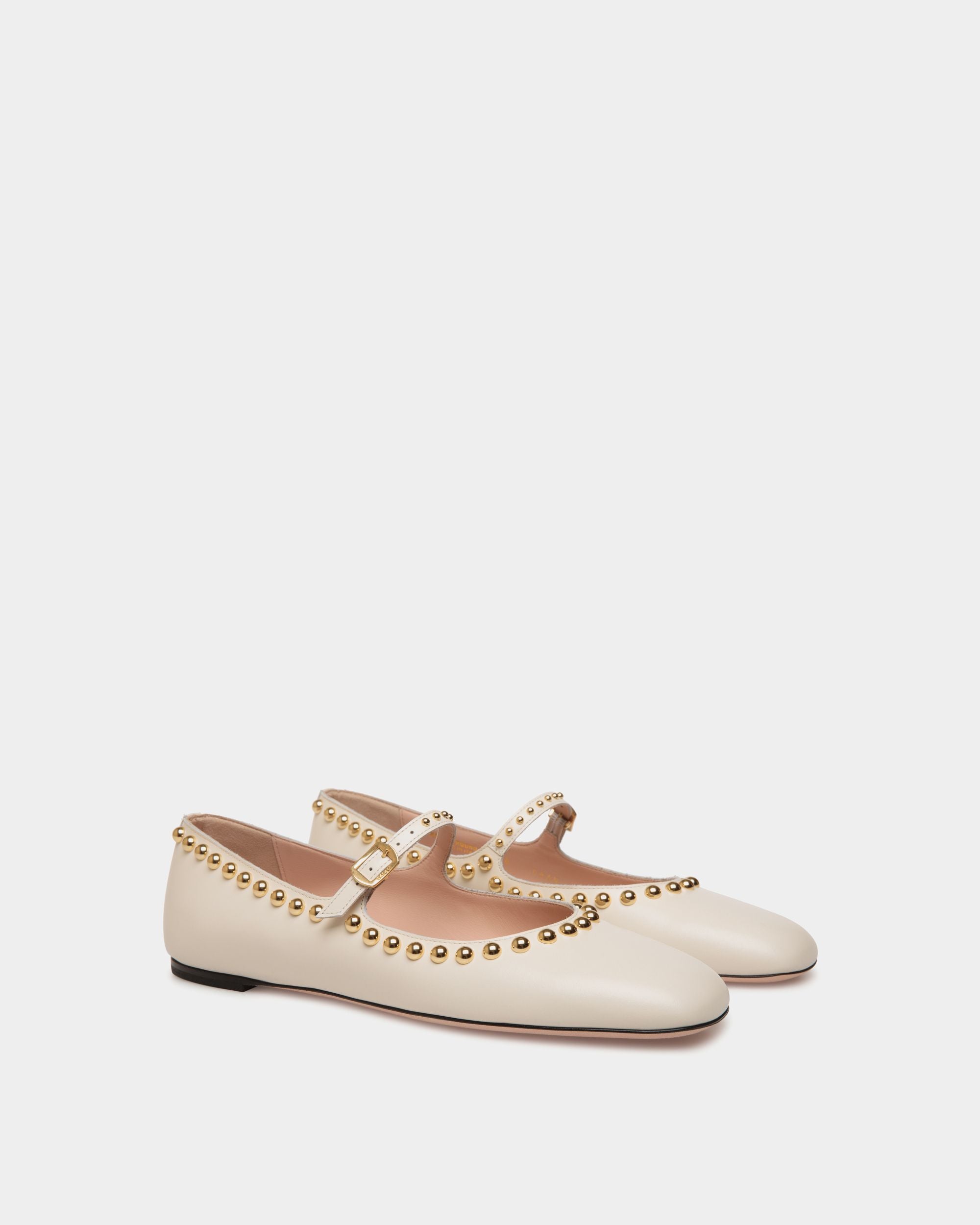 Zapato Plano Ballyrina De Piel Marfil - Mujer - Bally - 03