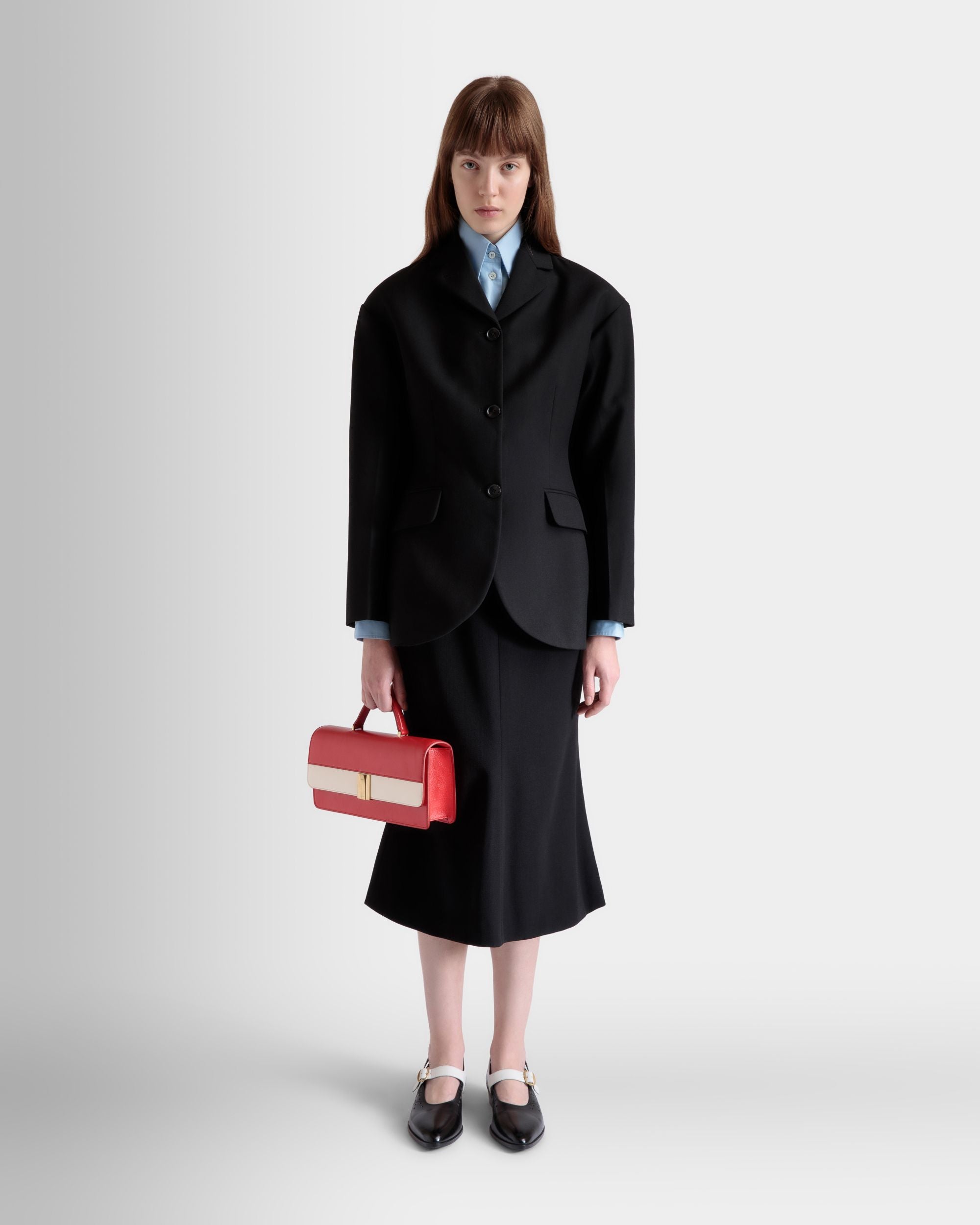 Ollam Top Handle Bag In Red and White Leather - Women's - Bally - 02