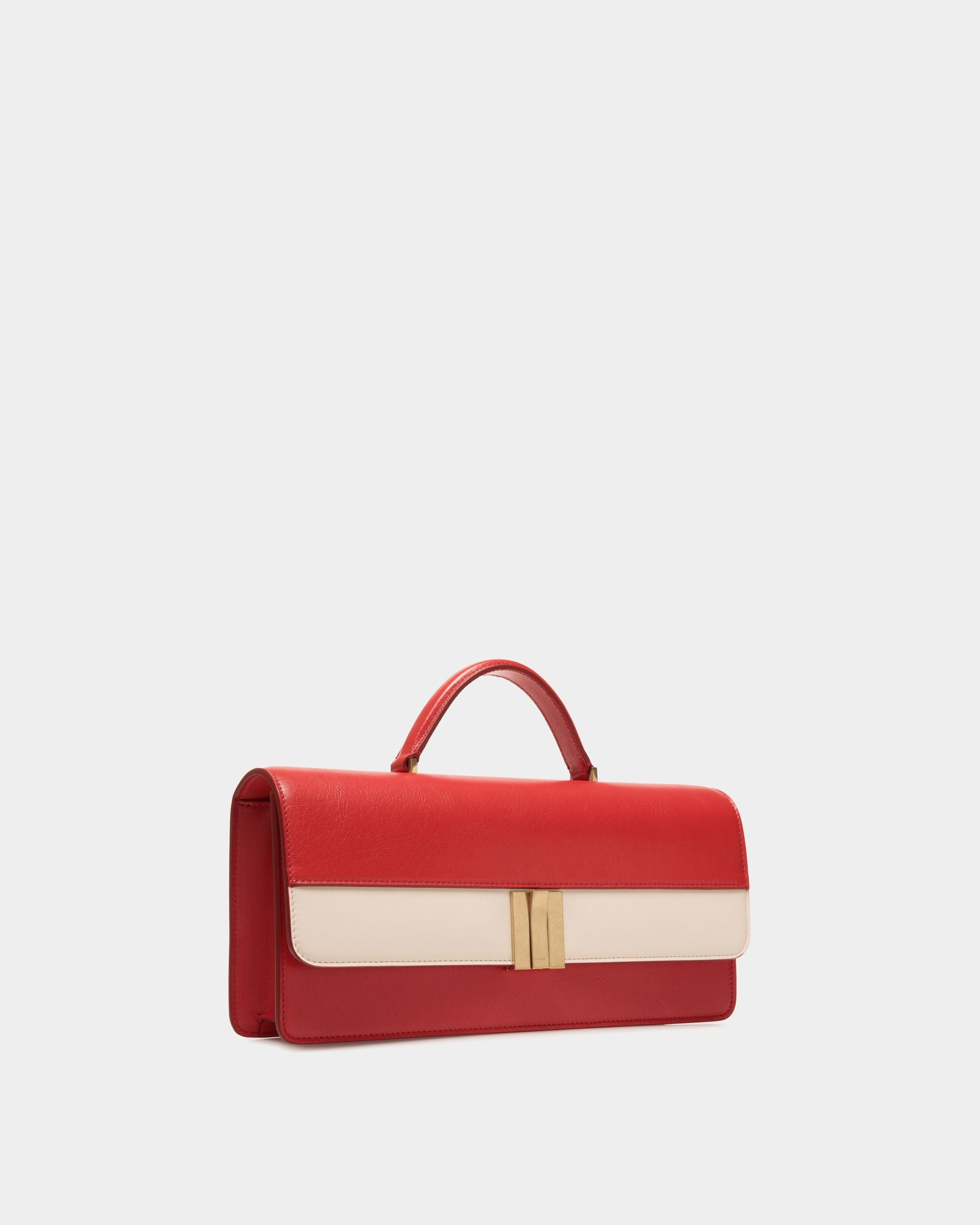 Ollam Top Handle Bag In Red and White Leather - Women's - Bally - 04