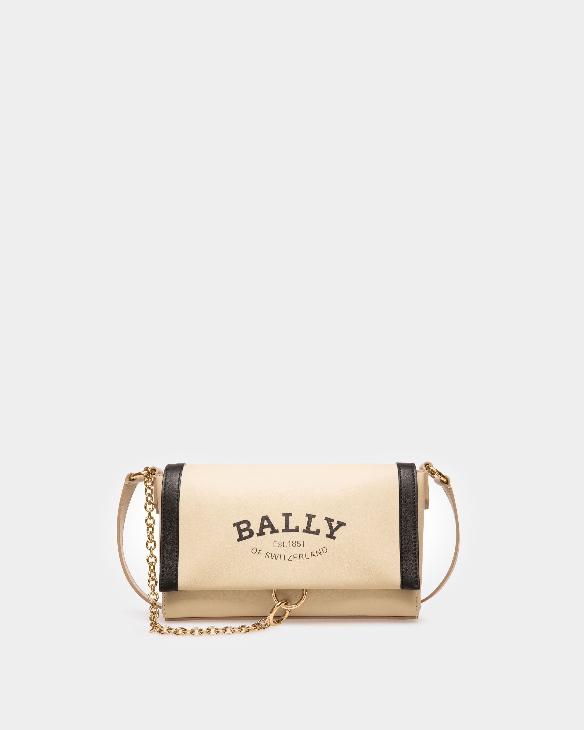 Cybrel Crossbody Bag In Fossil And Black Leather - Women's - Bally - 01
