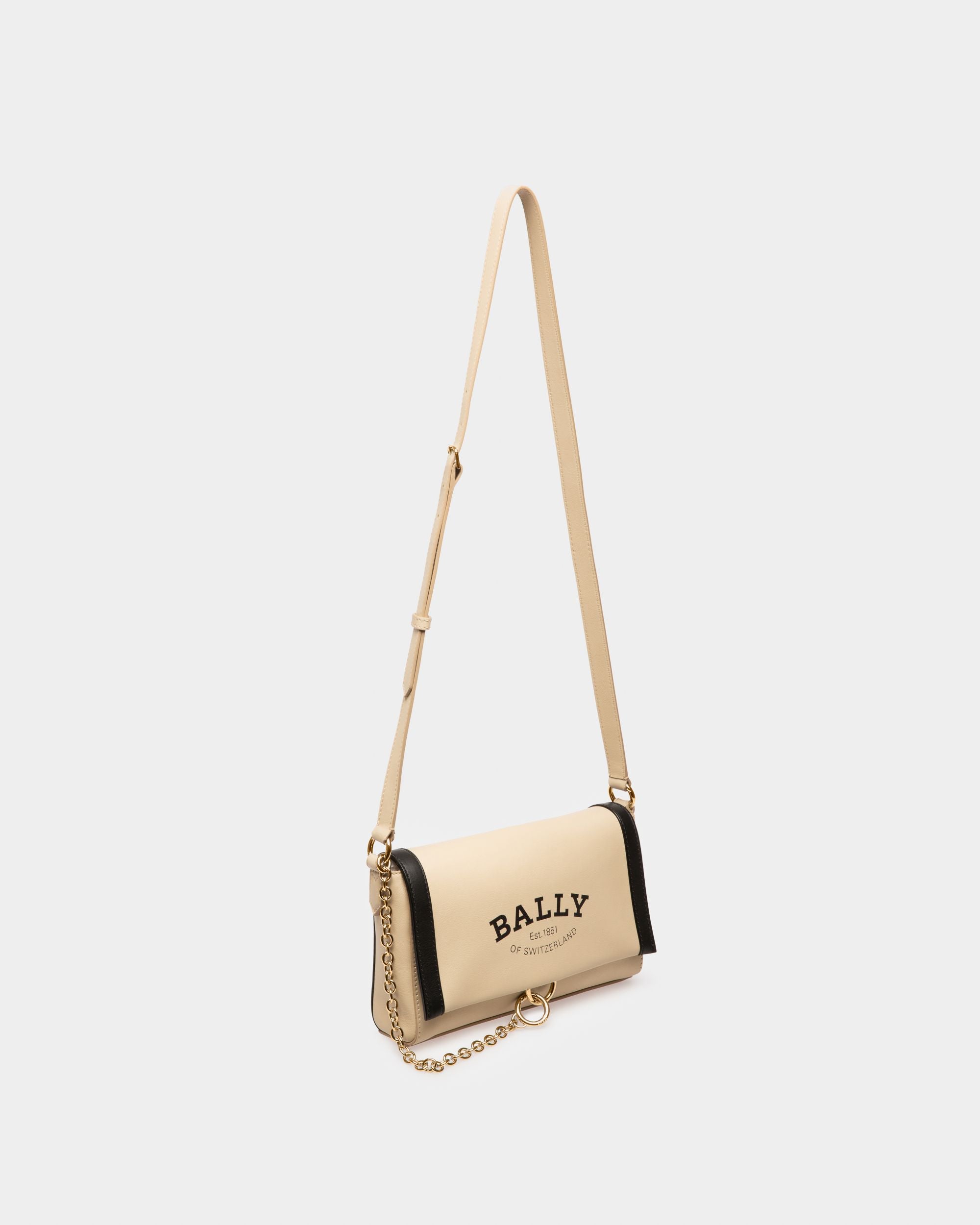 Cybrel Crossbody Bag In Fossil And Black Leather - Women's - Bally - 05