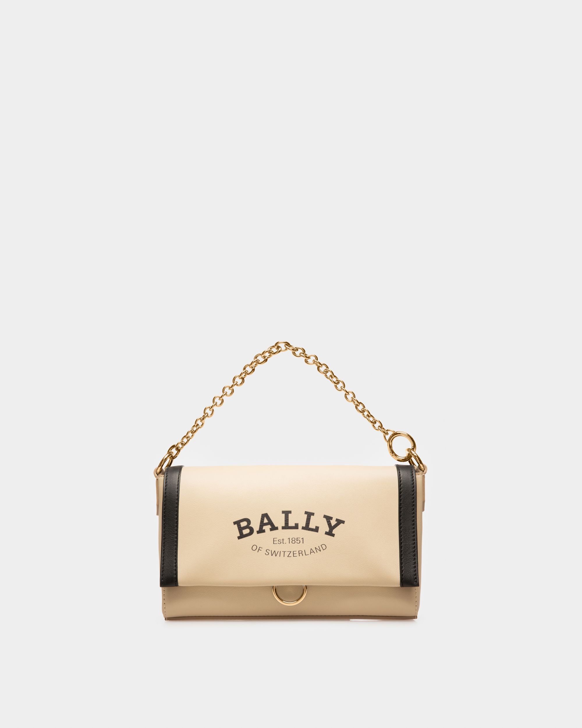 Cybrel Crossbody Bag In Fossil And Black Leather - Women's - Bally - 06