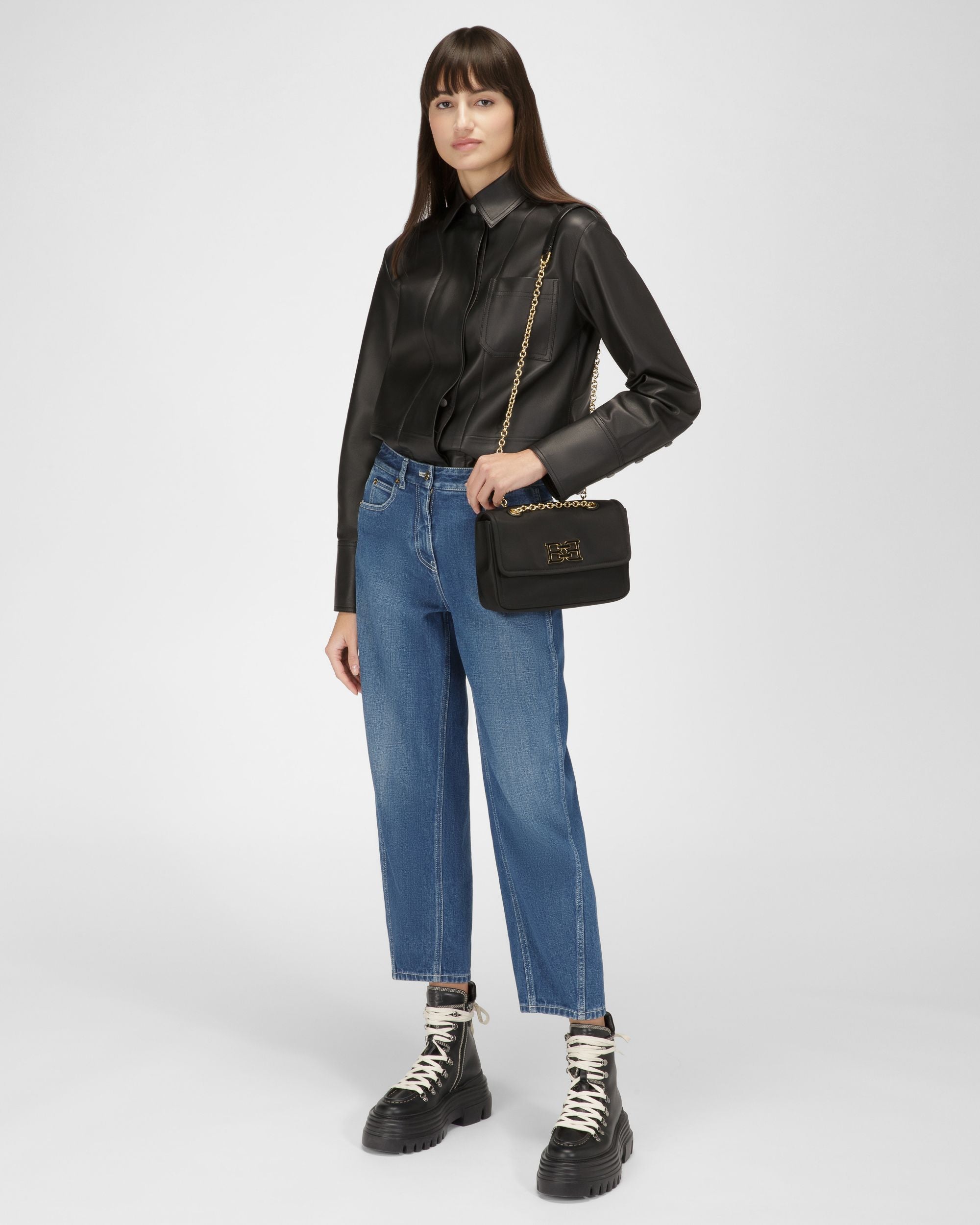 Ehrin Bandolera En Nailon De Color Negro - Mujer - Bally - 09