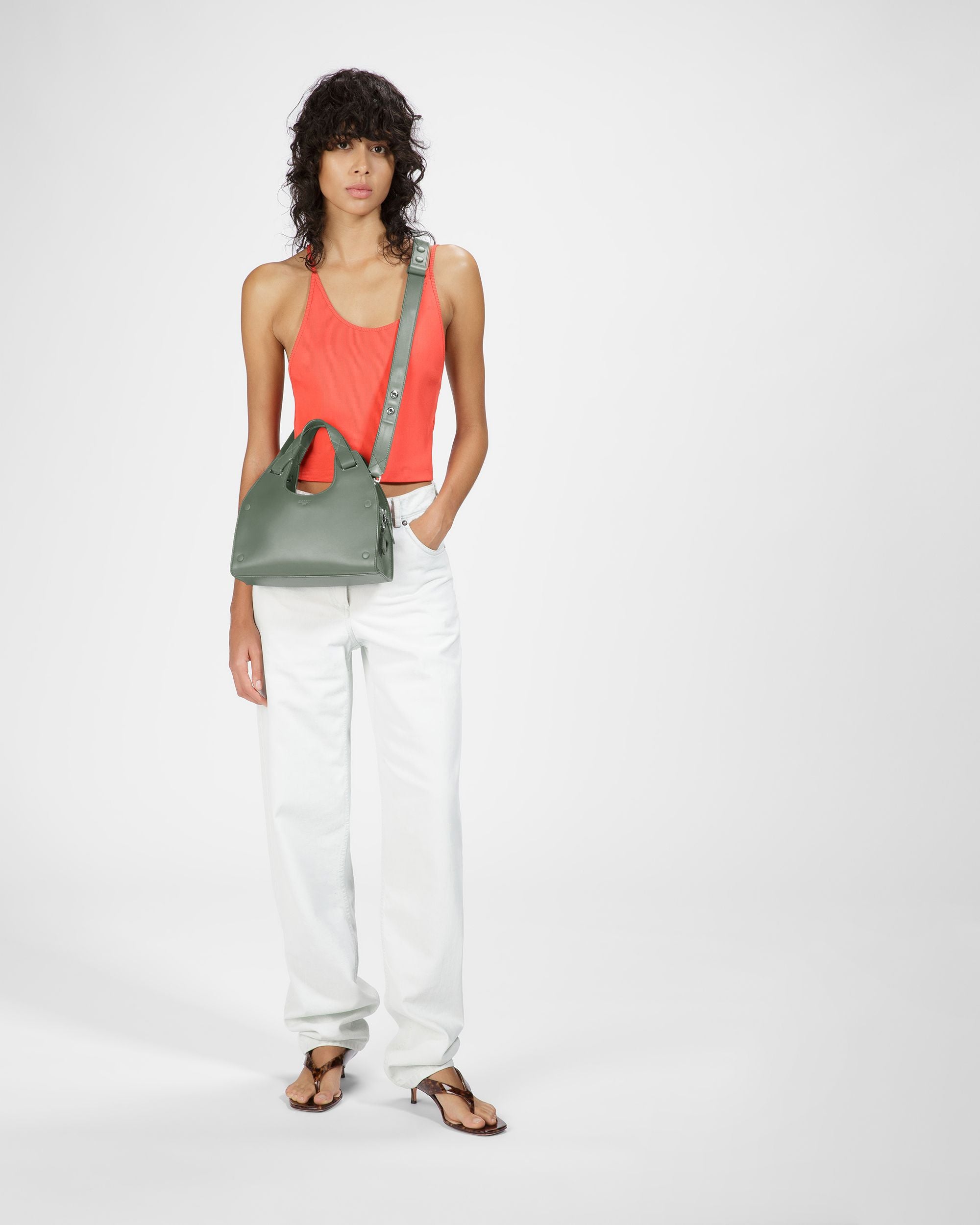 Ahres Small Bolso De Hombro De Piel En Salvia - Mujer - Bally - 06