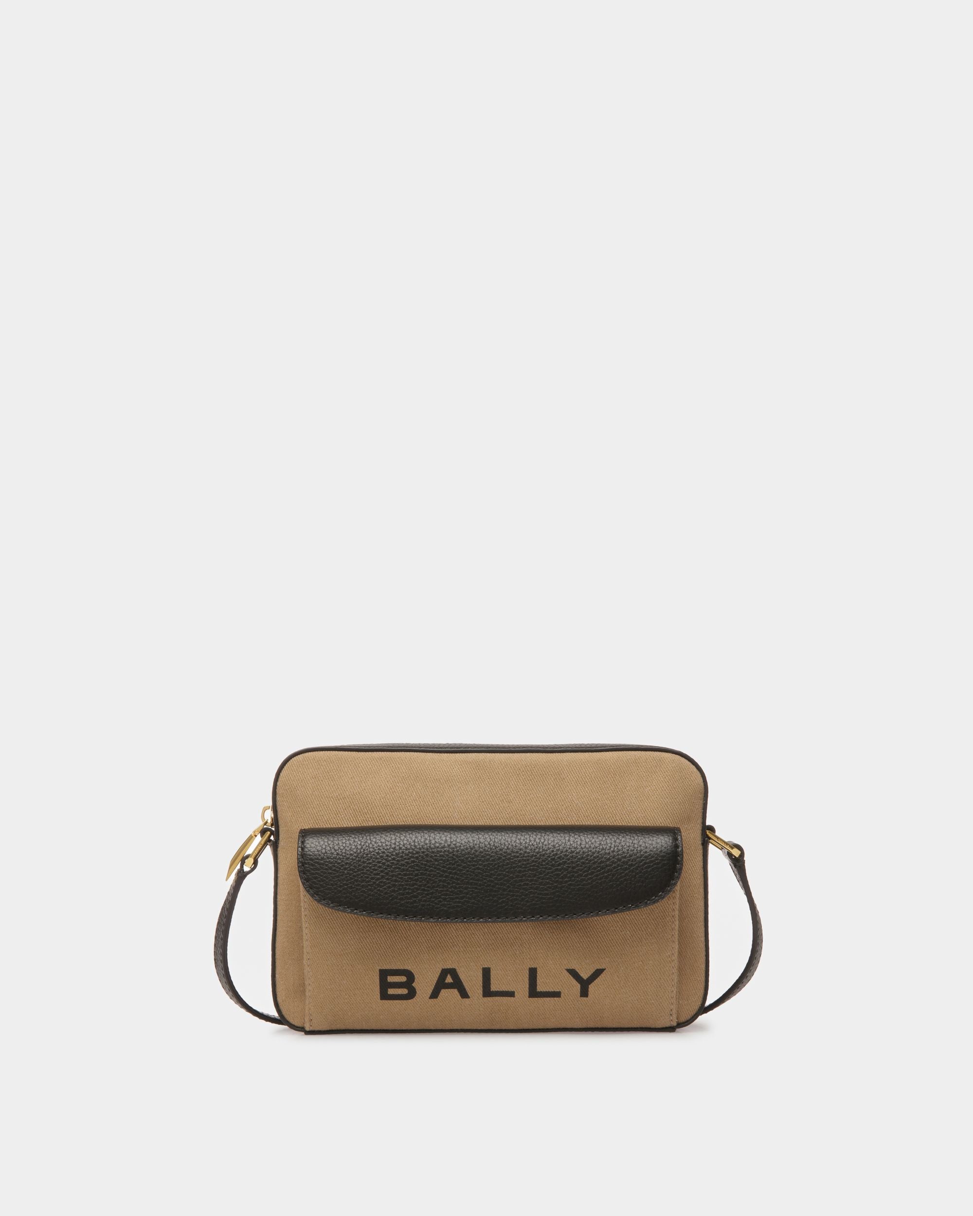 Bandolera Bar De Tela Color Arena Y Negro - Mujer - Bally - 01
