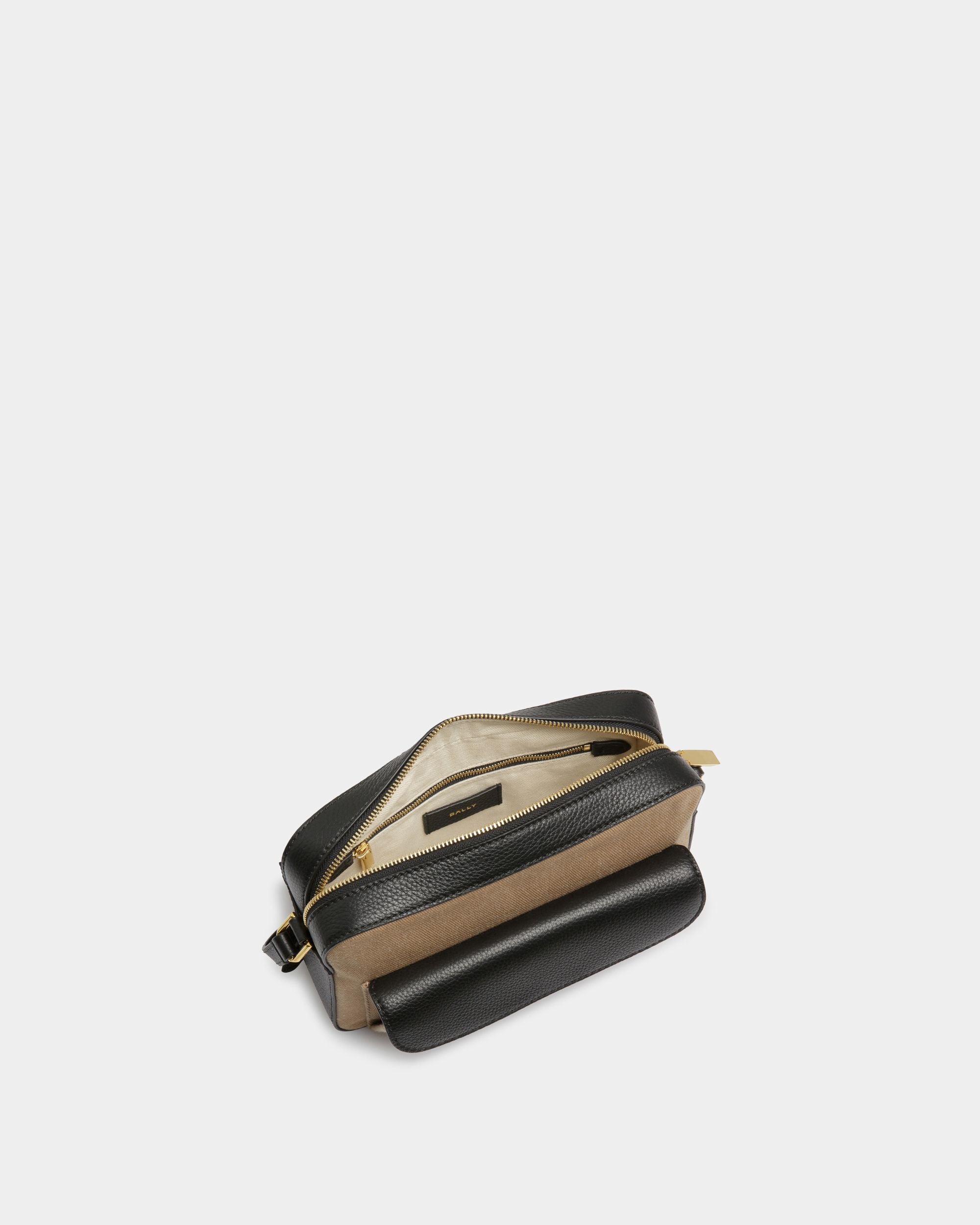 Bandolera Bar De Tela Color Arena Y Negro - Mujer - Bally - 04