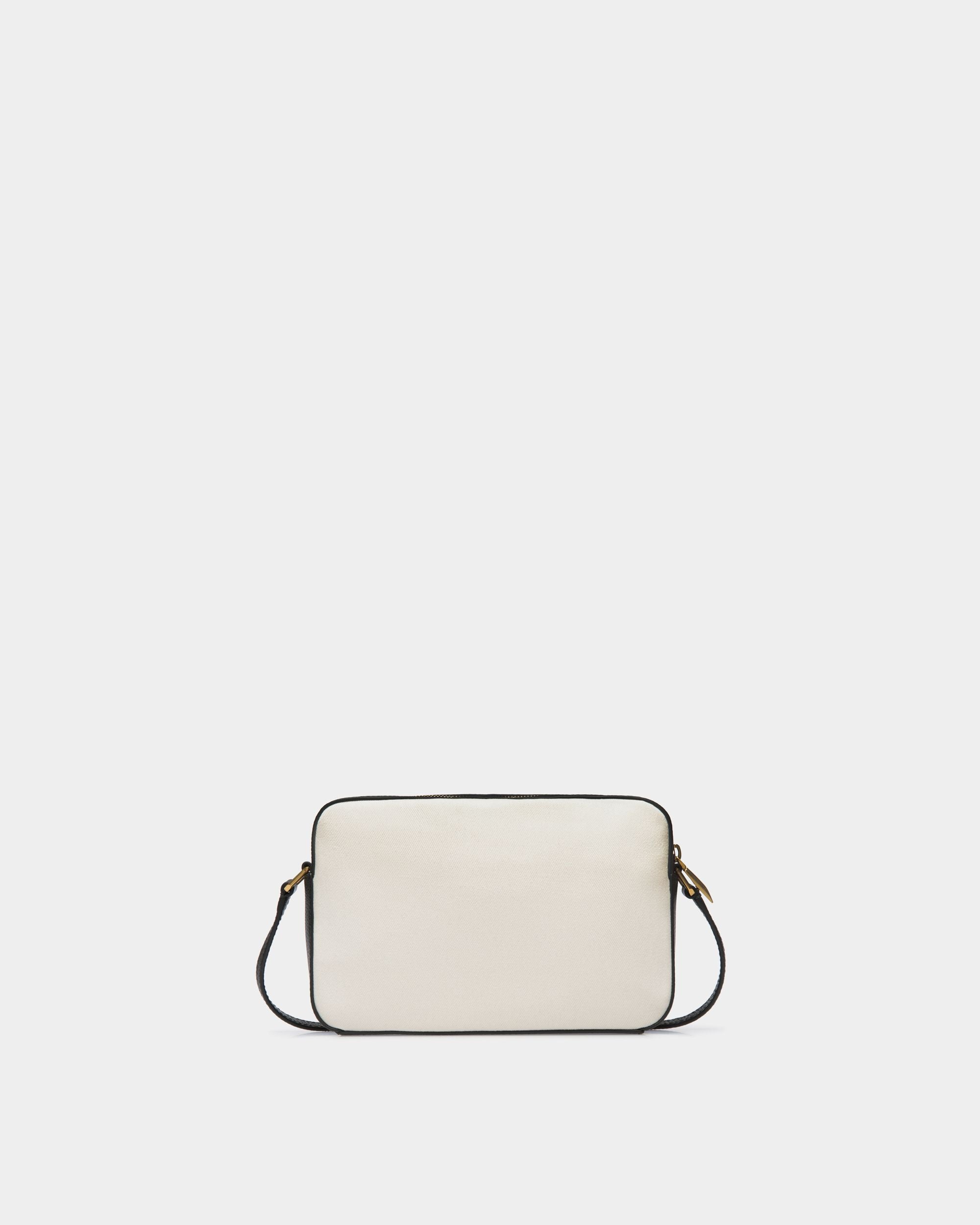 Bolso Bandolera Bar De Tela Blanca Y Piel Negra - Mujer - Bally - 02