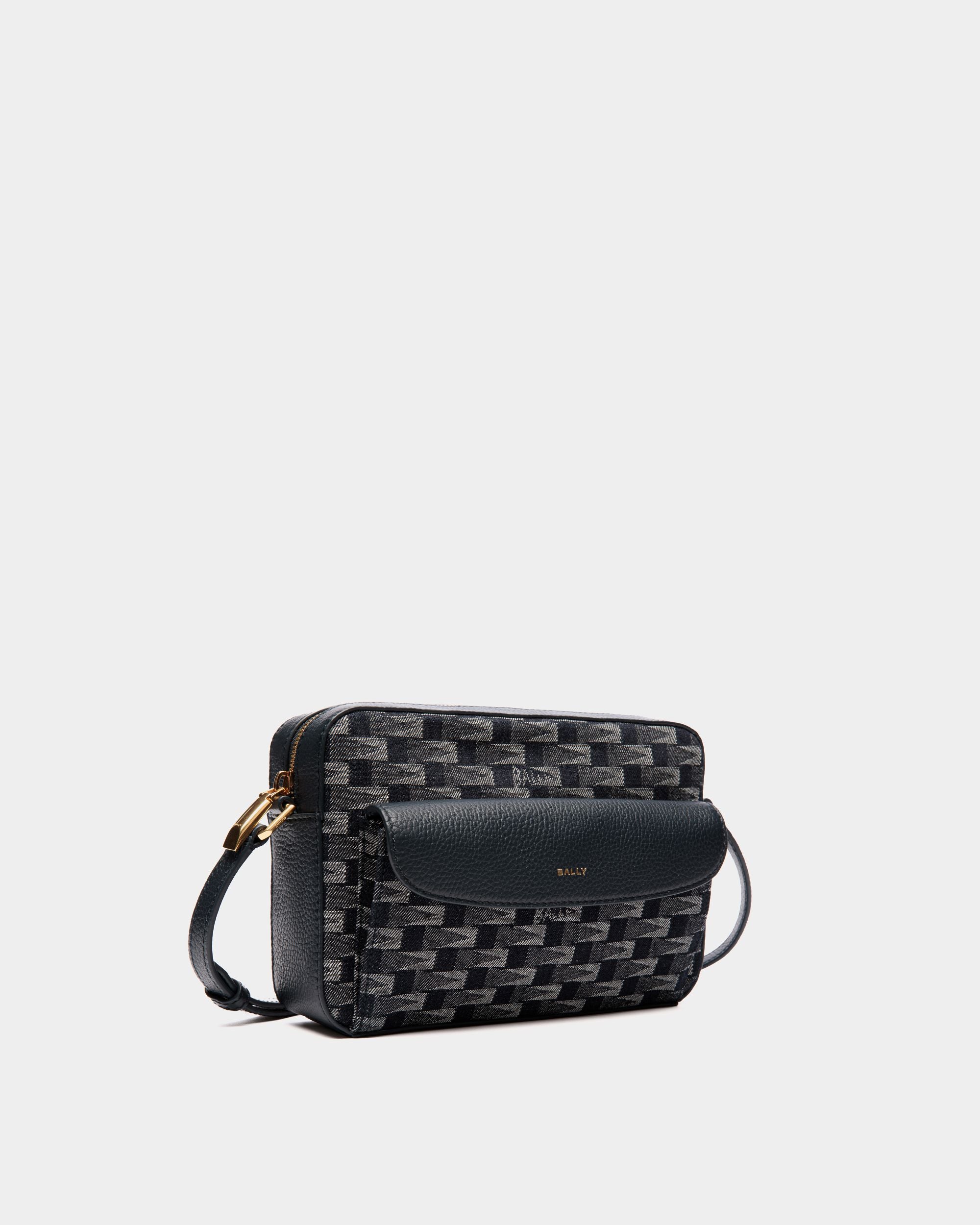 Bar Crossbody Bag in Blue Pennant Motif Denim - Mujer - Bally - 03