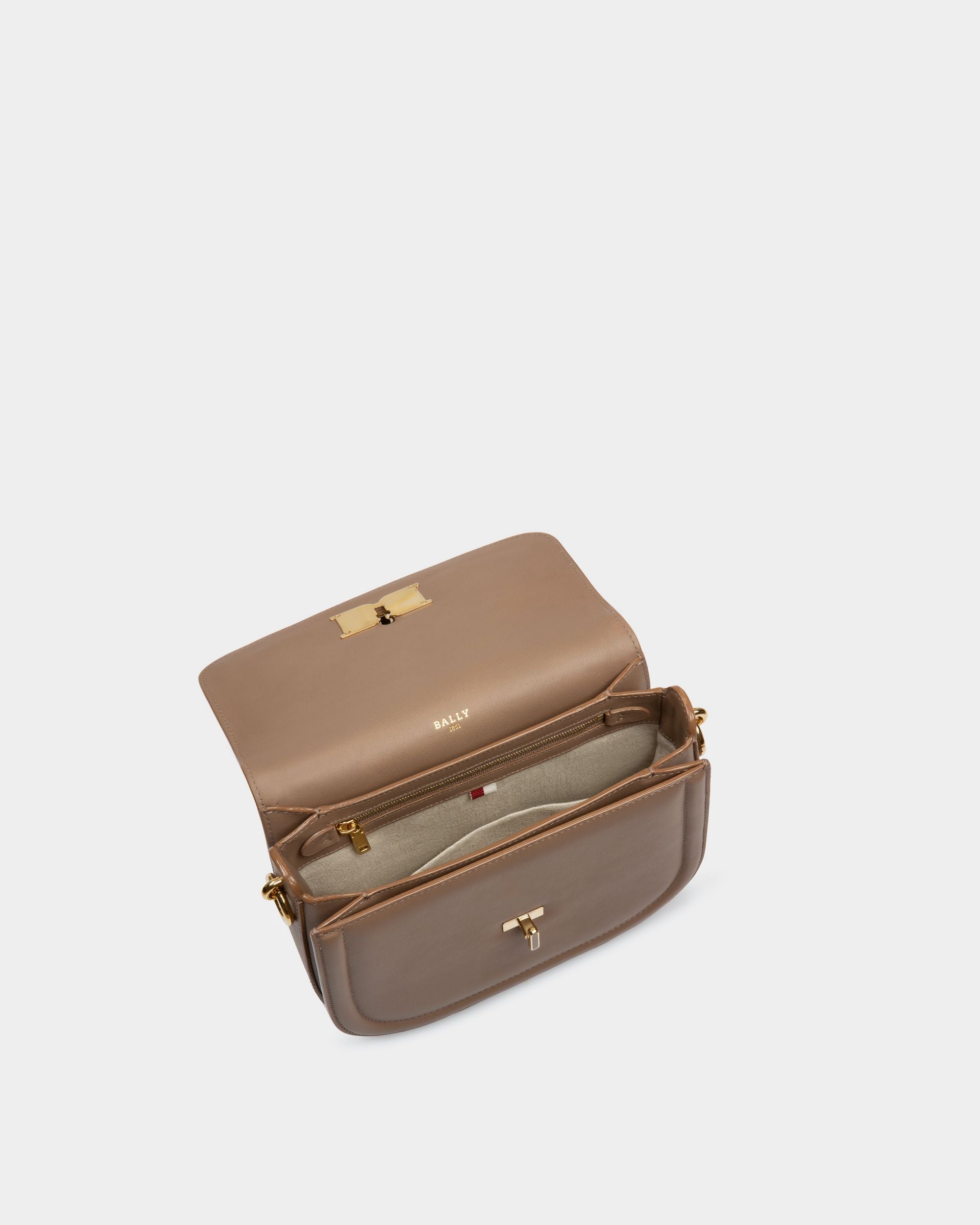 Beckie Leather Cross-Body Bag In Taupe - Women's - Bally - 03