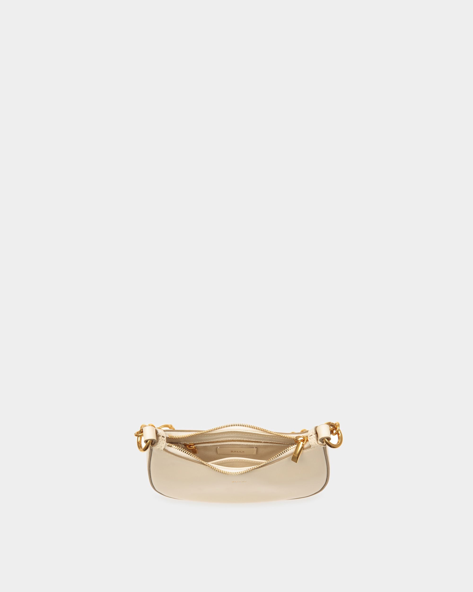Emblem Mini Crossbody Bag In White Brushed Leather - Women's - Bally - 05