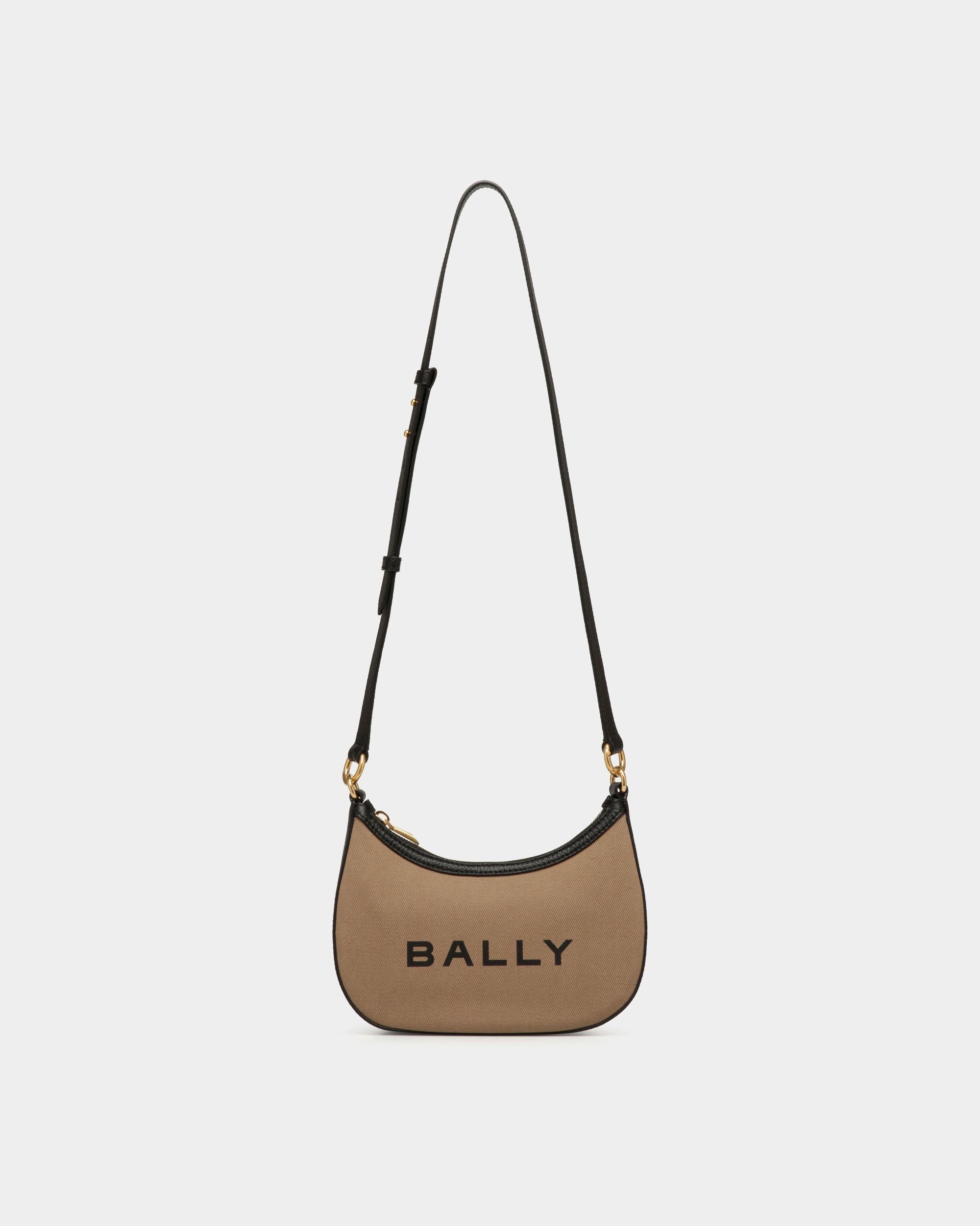 Bar Mini Crossbody Bag In Beige And Black Canvas And Leather - Mujer - Bally - 01