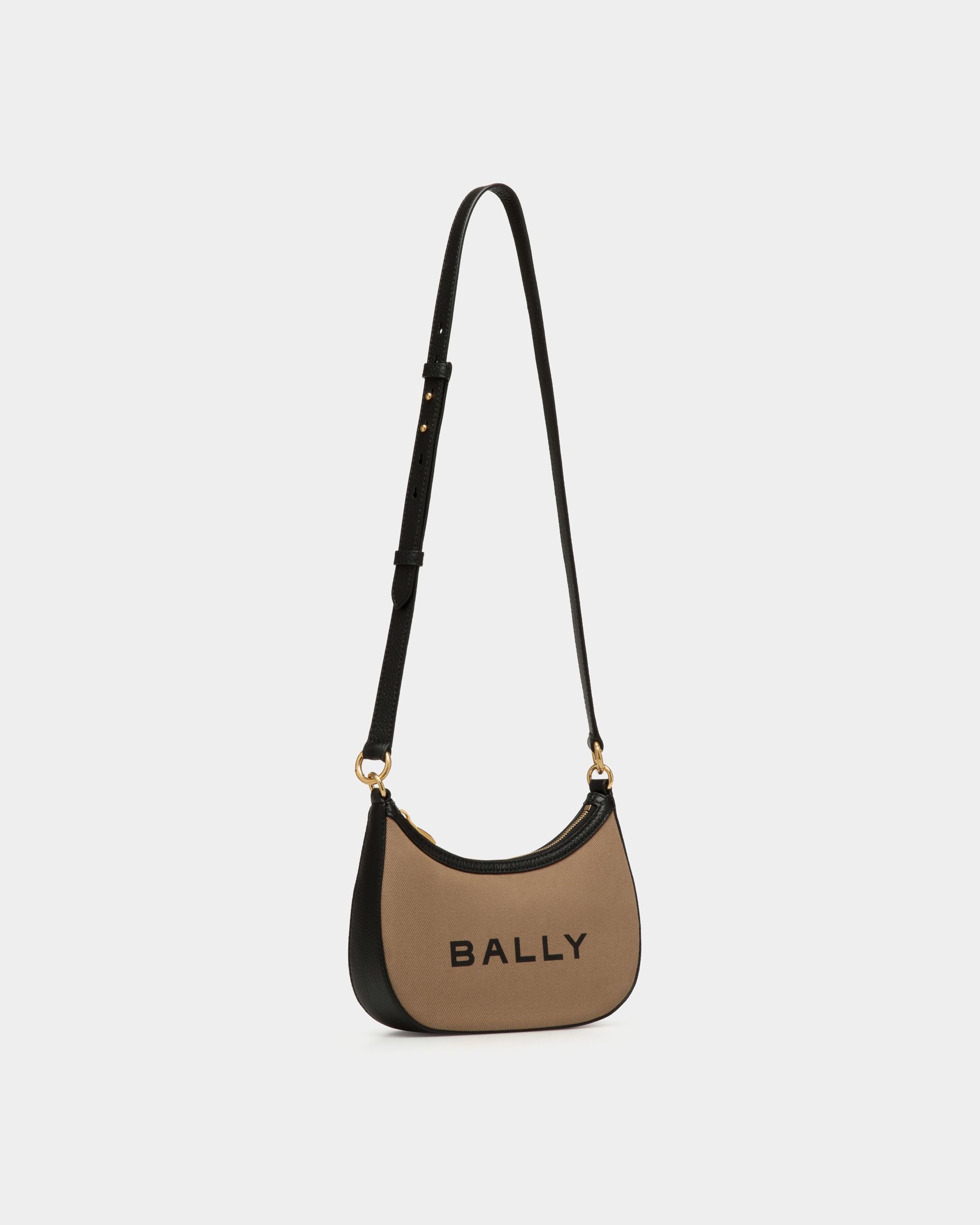 Bar Mini Crossbody Bag In Beige And Black Canvas And Leather - Mujer - Bally - 03