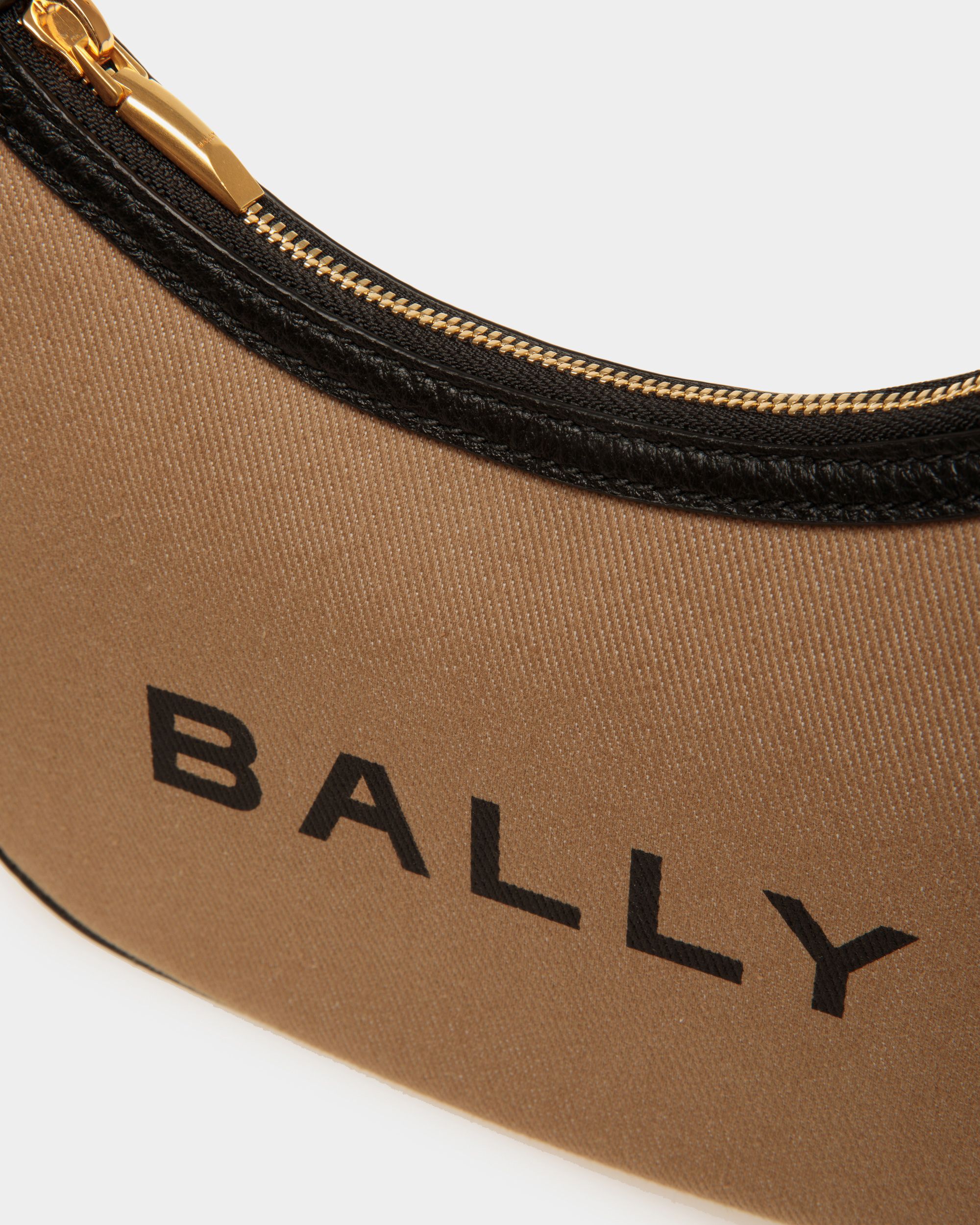 Bar Mini Crossbody Bag In Beige And Black Canvas And Leather - Mujer - Bally - 05