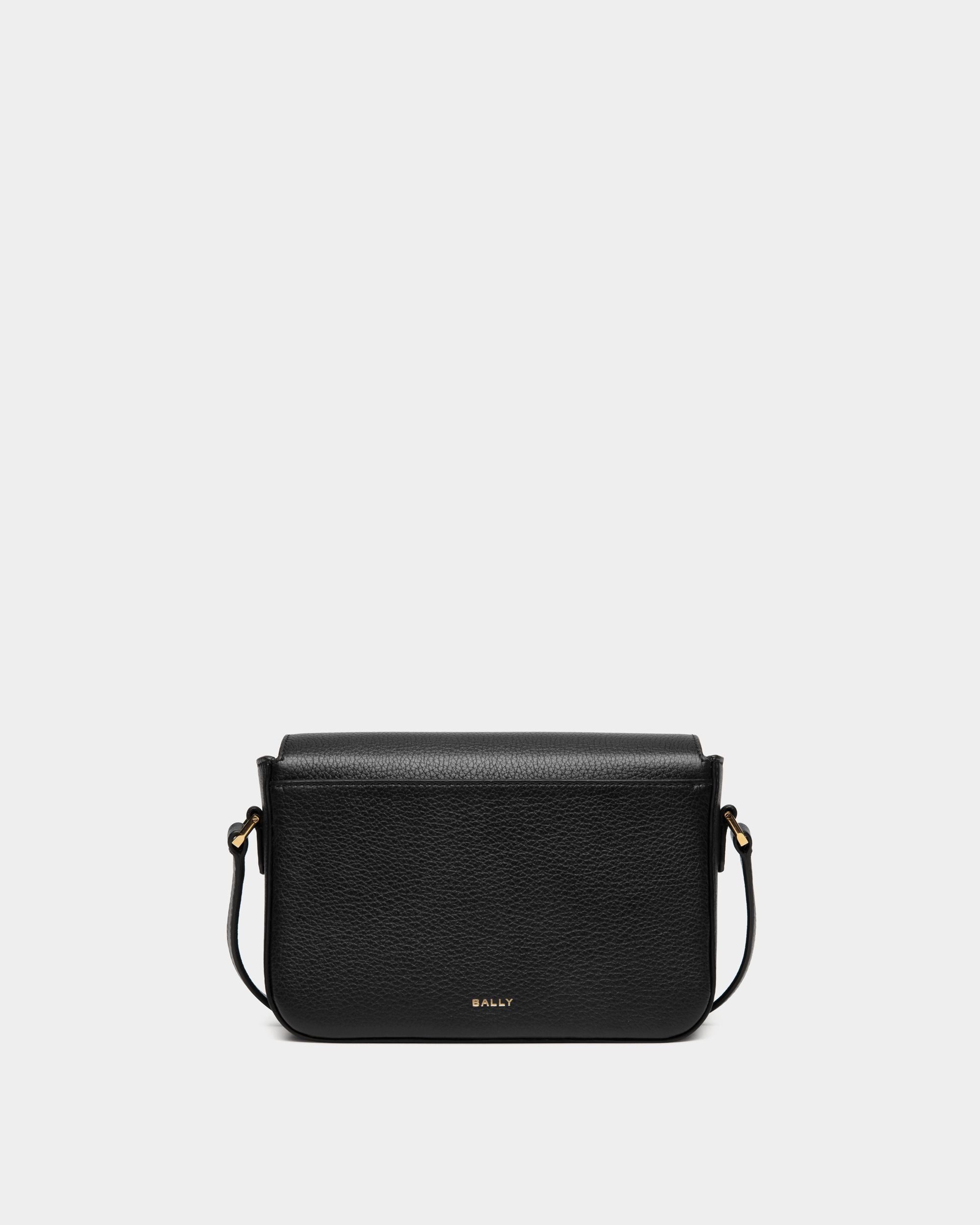 Emblem Small Crossbody Bag In Black Grained Leather - Women's - Bally - 03