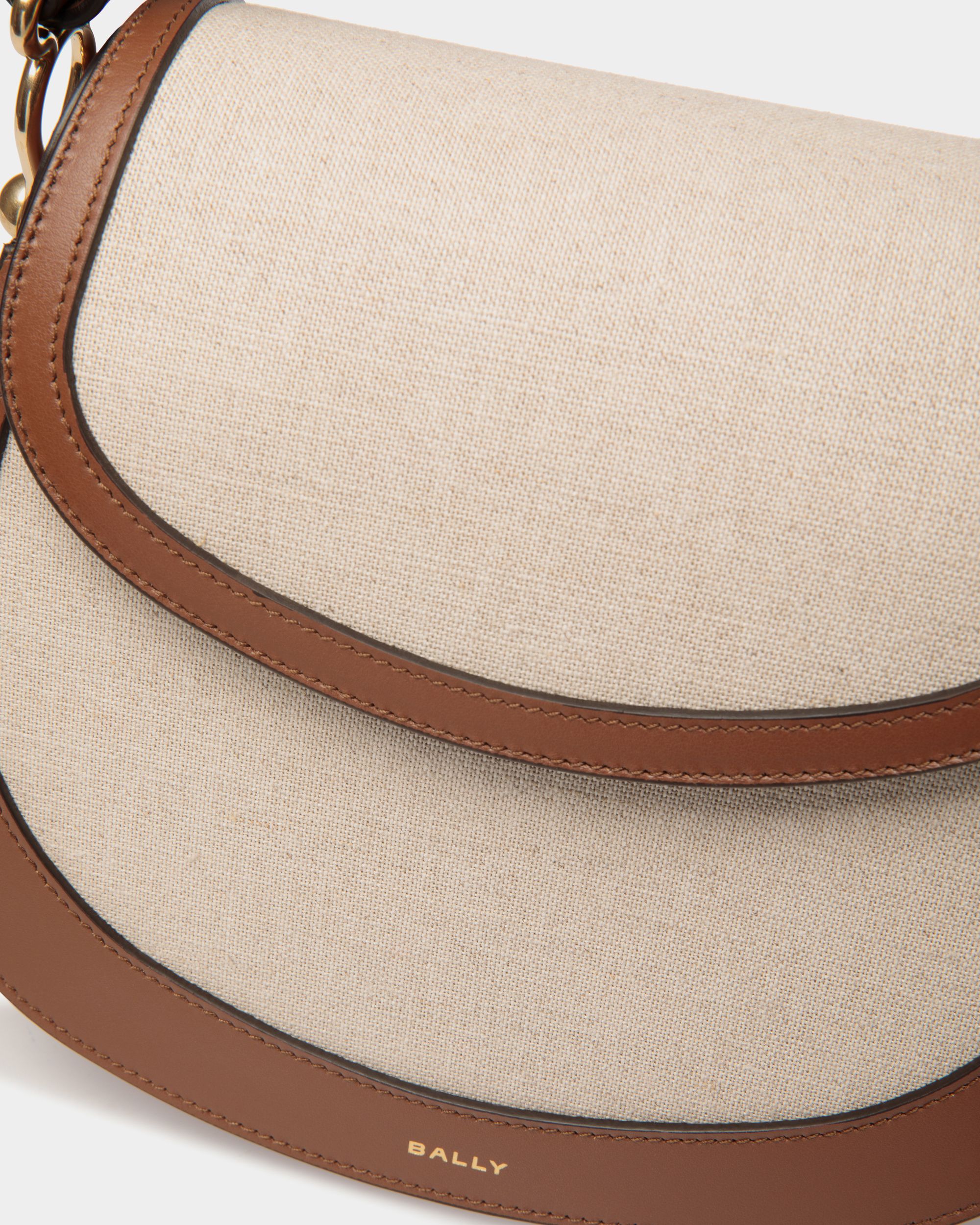 Lune Crossbody Bag in Natural Canvas and Brown Leather - Mujer - Bally - 05