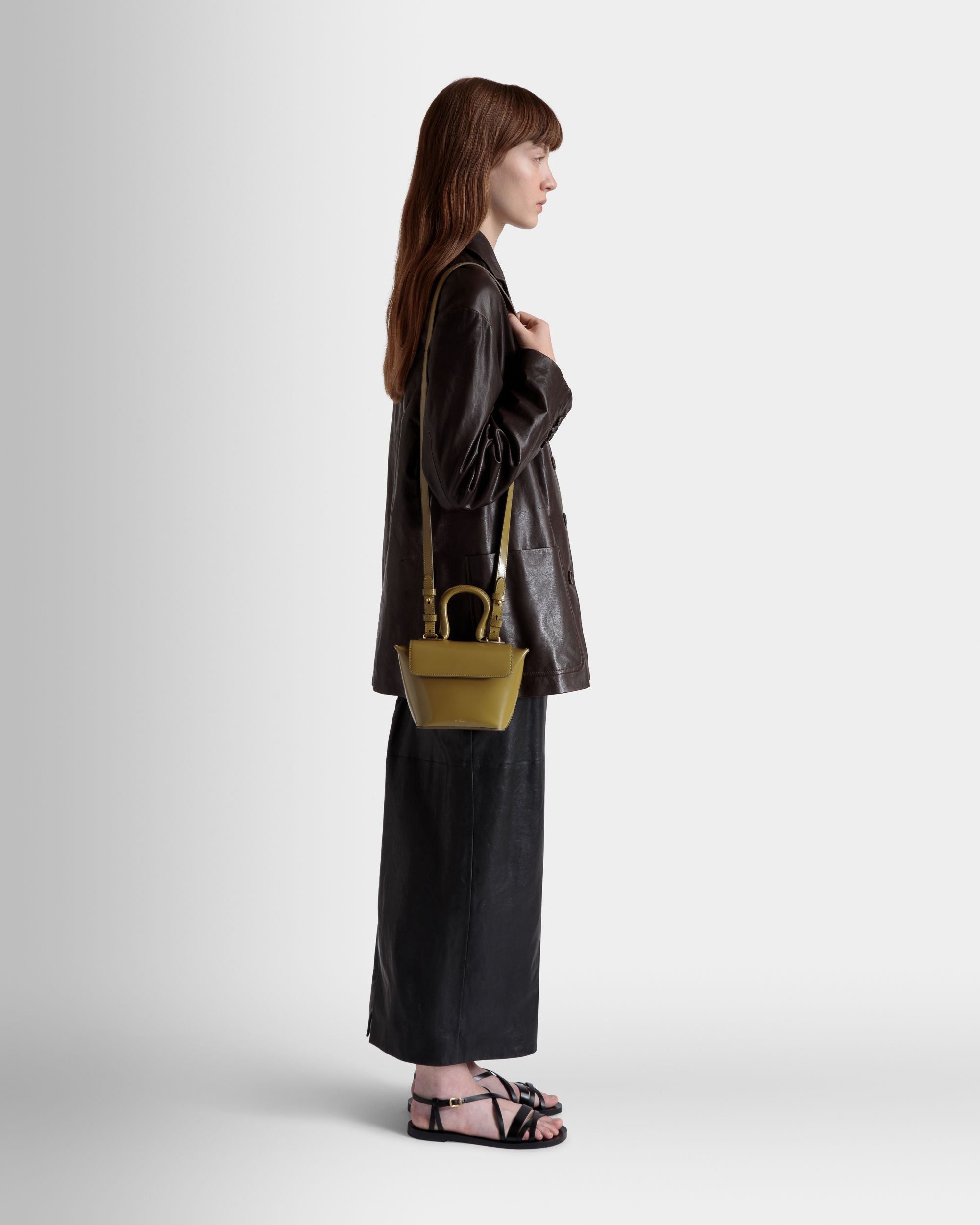 Minibolso Belle De Piel Cepillada Olive Green - Mujer - Bally - 02