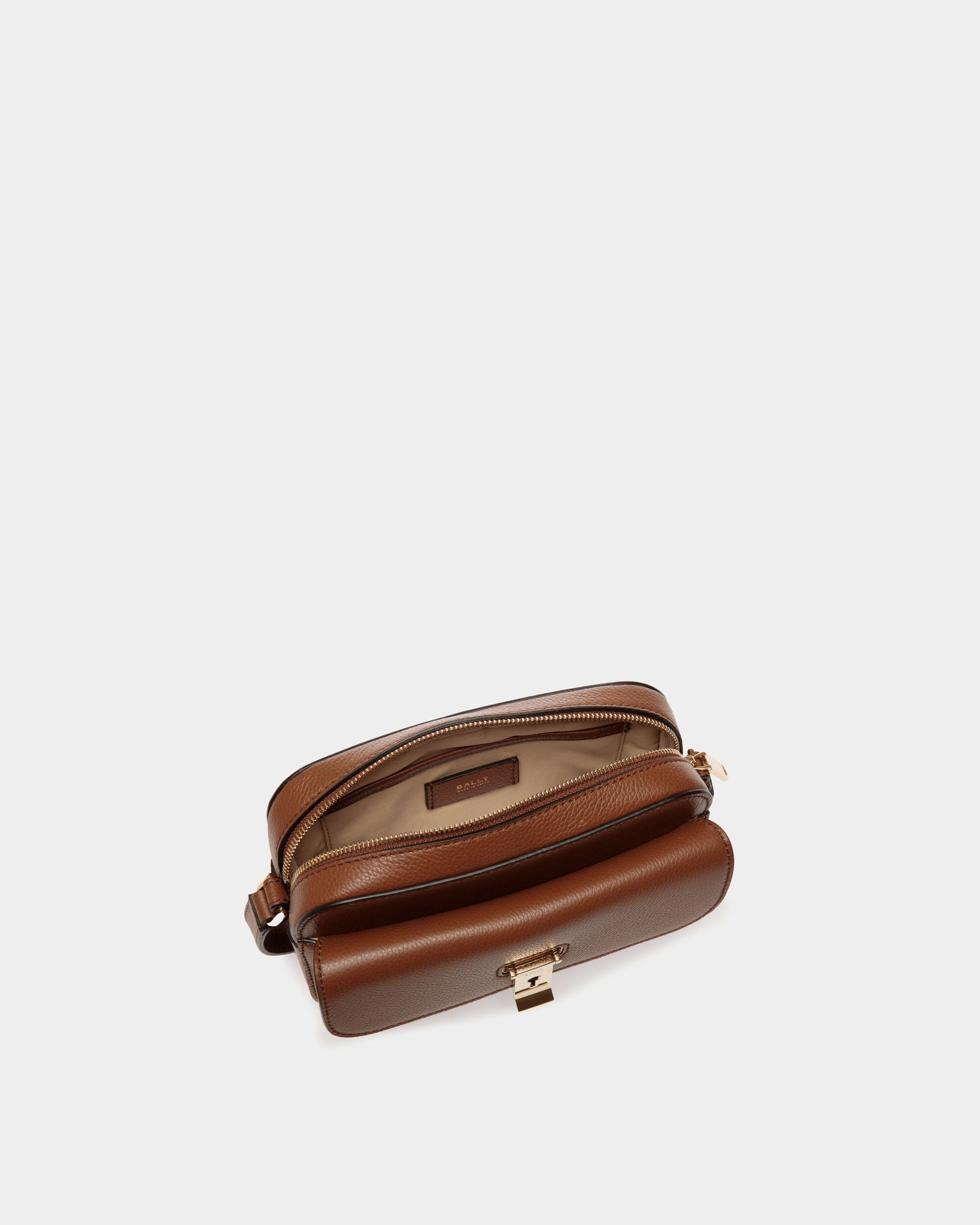 Bandolera Pequeña Lock Me De Piel Granulada Marrón - Mujer - Bally - 05