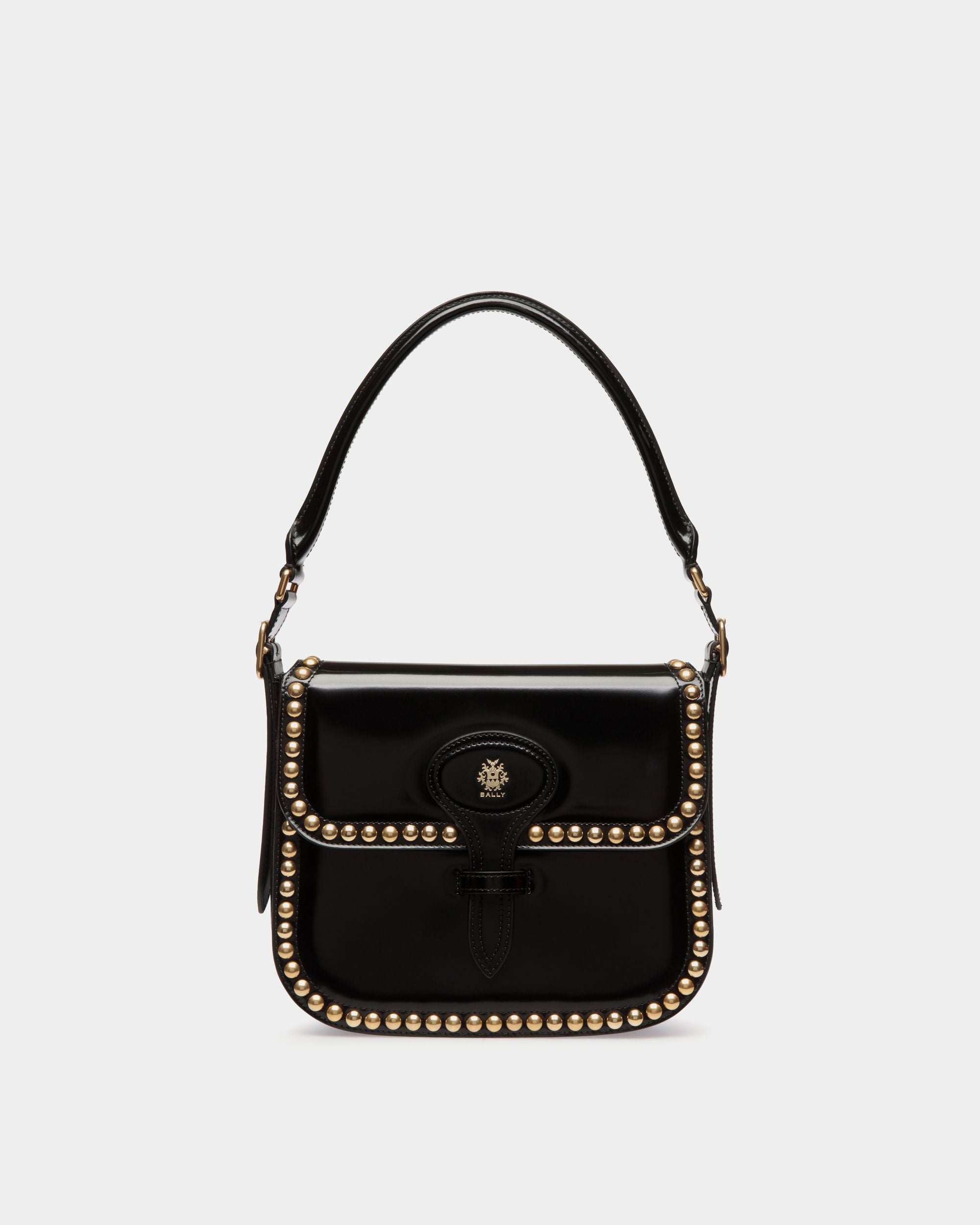 Beckett Crossbody Bag in Black Leather With Studs - Women's - Bally - 01