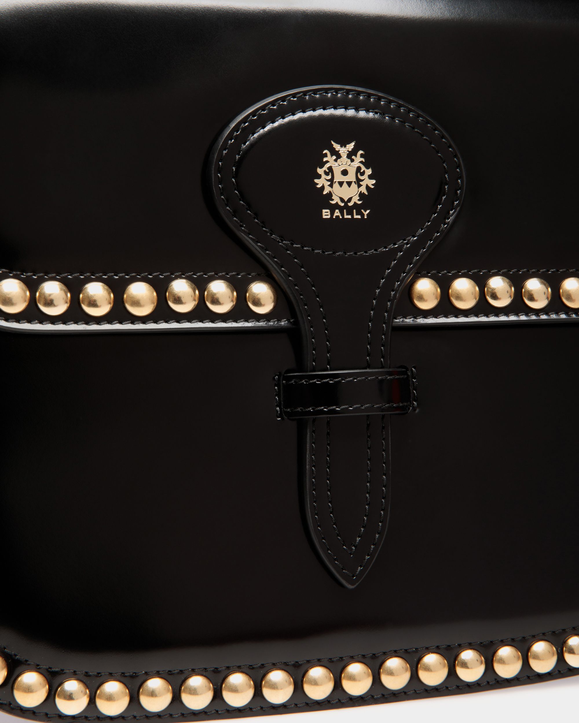 Beckett Crossbody Bag in Black Leather With Studs - Women's - Bally - 06