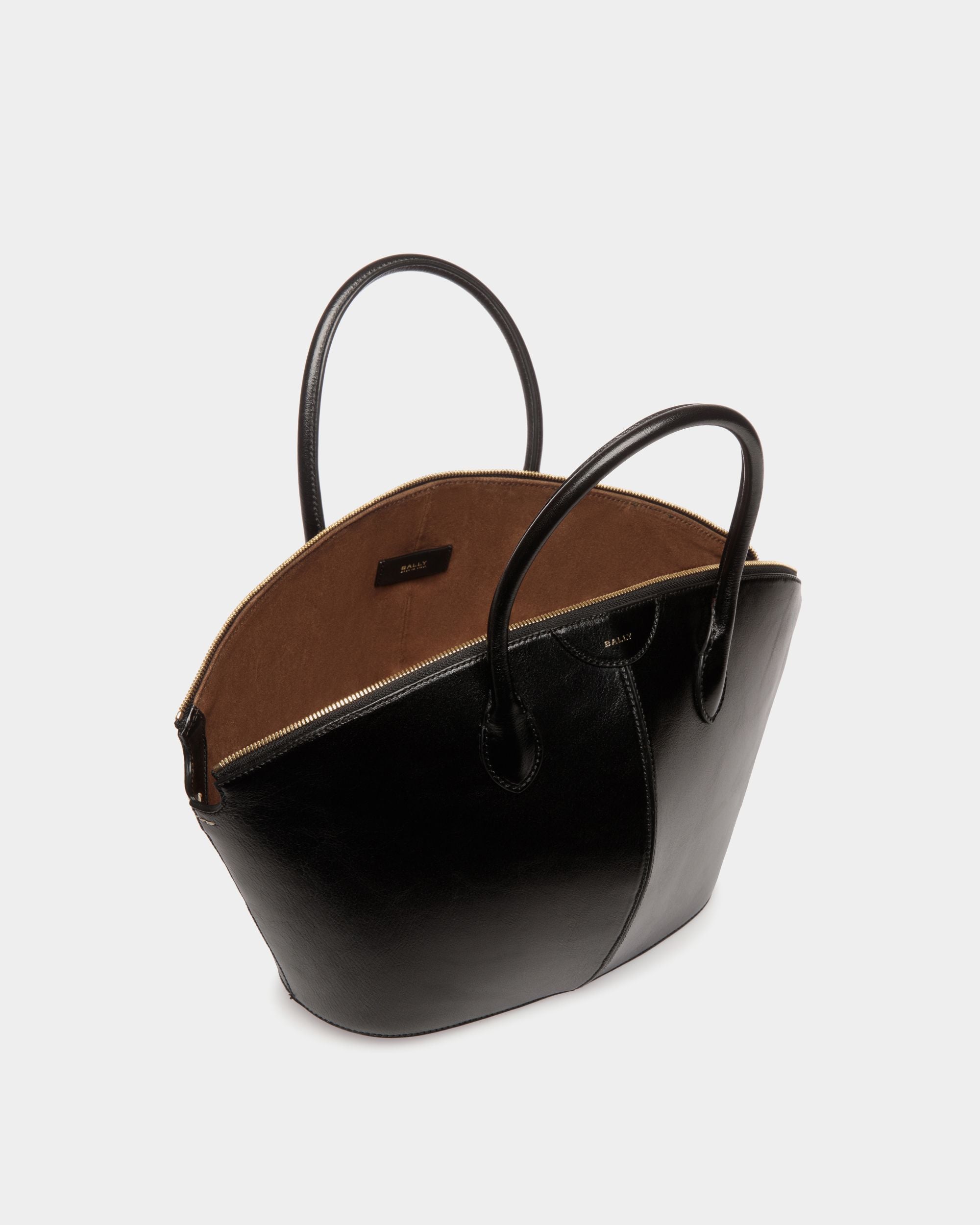 Bolso Con Asa Superior Belle De Piel Negra - Mujer - Bally - 05