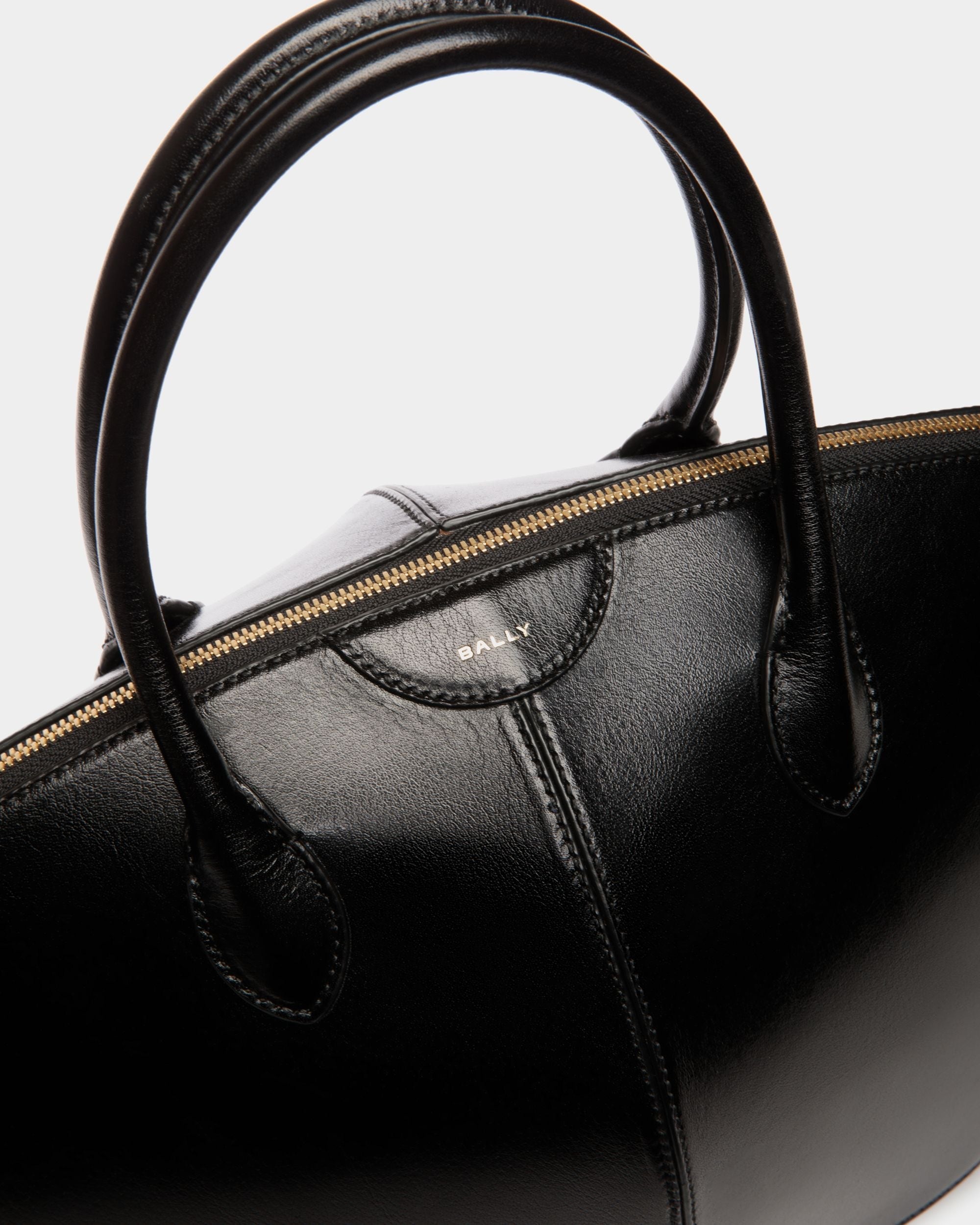 Bolso Con Asa Superior Belle De Piel Negra - Mujer - Bally - 06