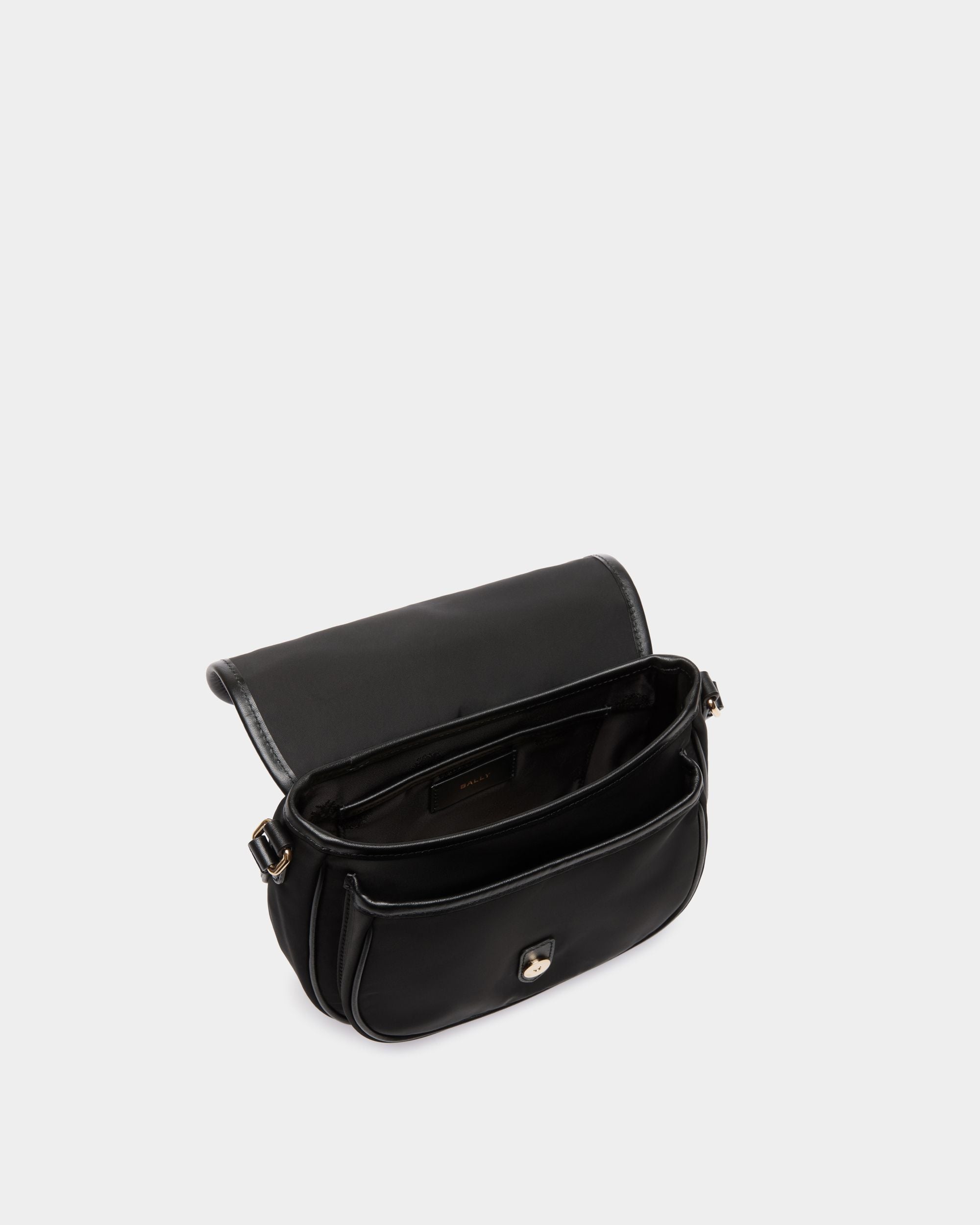 Bandolera B-Light Pequeña De Nailon Y Piel Negra - Mujer - Bally - 04