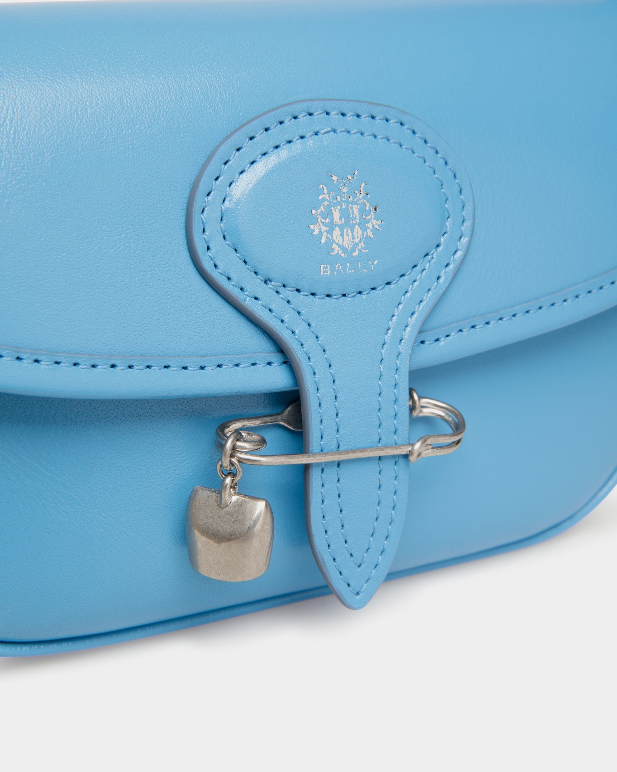 Beckett Minibag in Blue Leather With a Bally Pin - Women's - Bally - 06