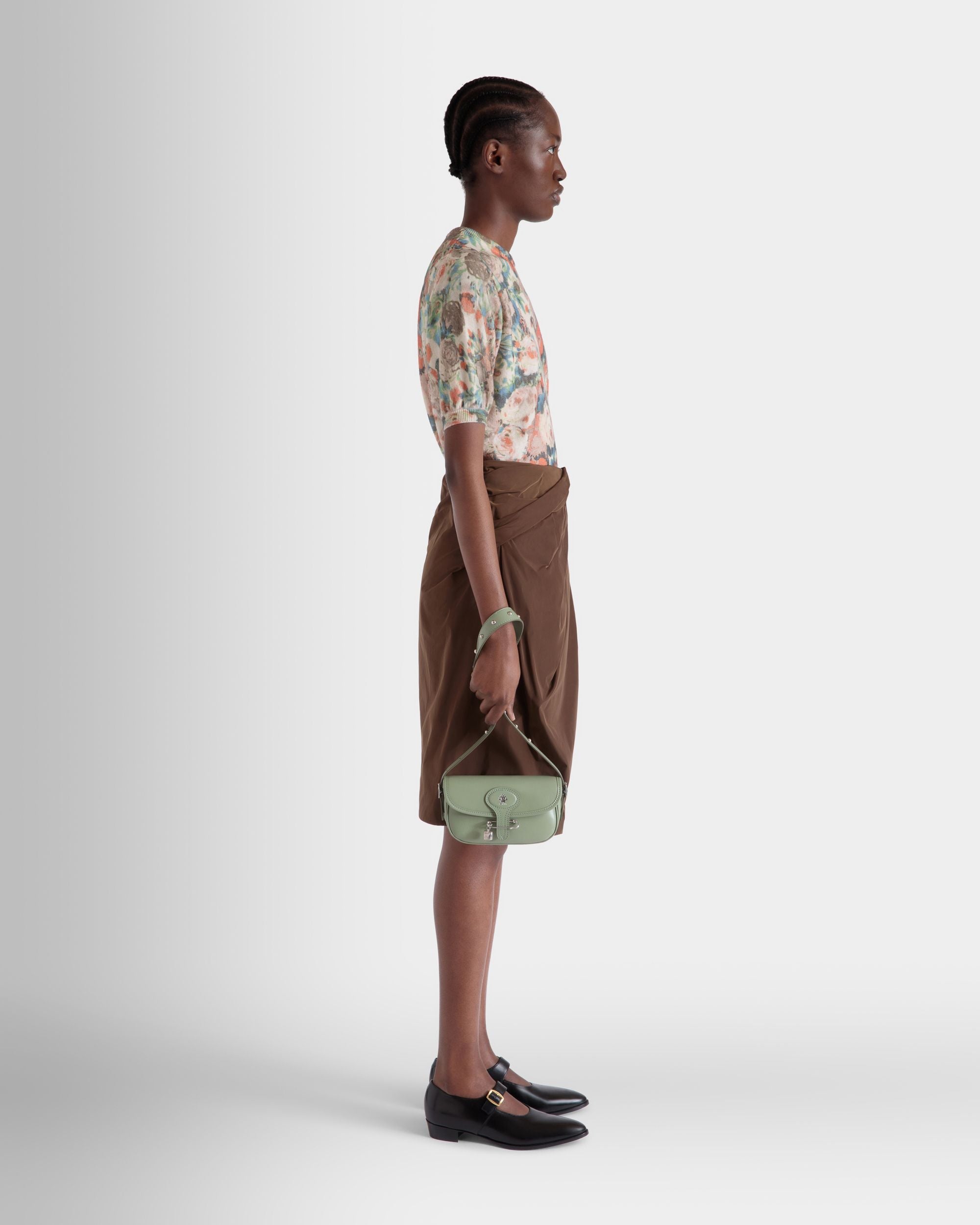 Beckett Minibag in Olive Green Leather With a Bally Pin - Women's - Bally - 02