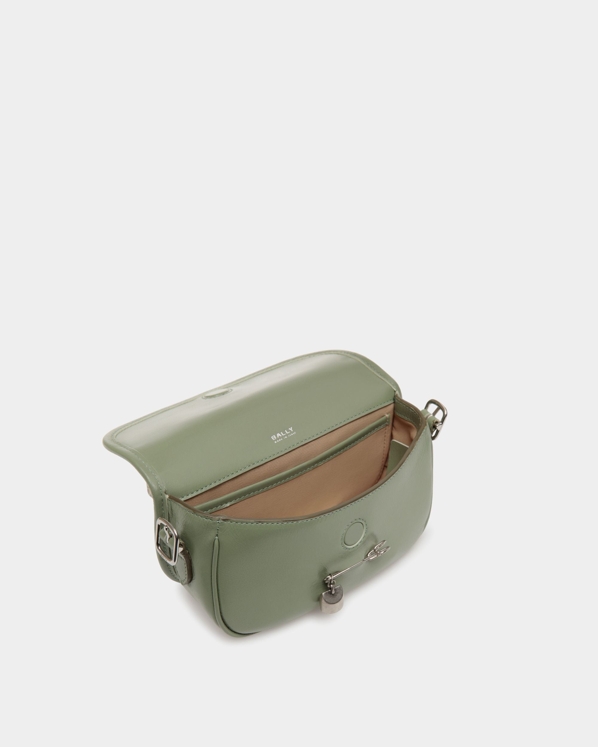 Beckett Minibag in Olive Green Leather With a Bally Pin - Women's - Bally - 05
