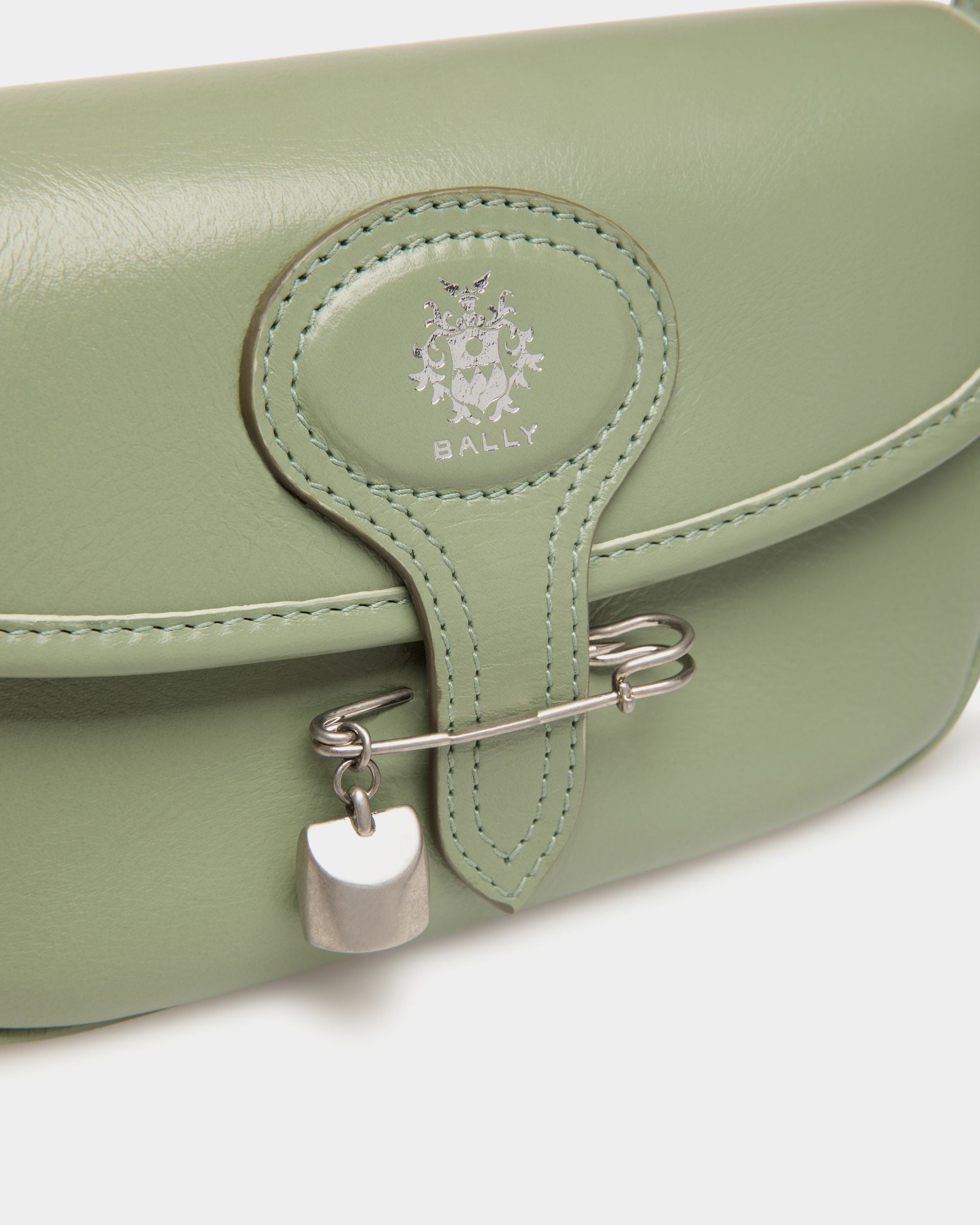 Beckett Minibag in Olive Green Leather With a Bally Pin - Women's - Bally - 06
