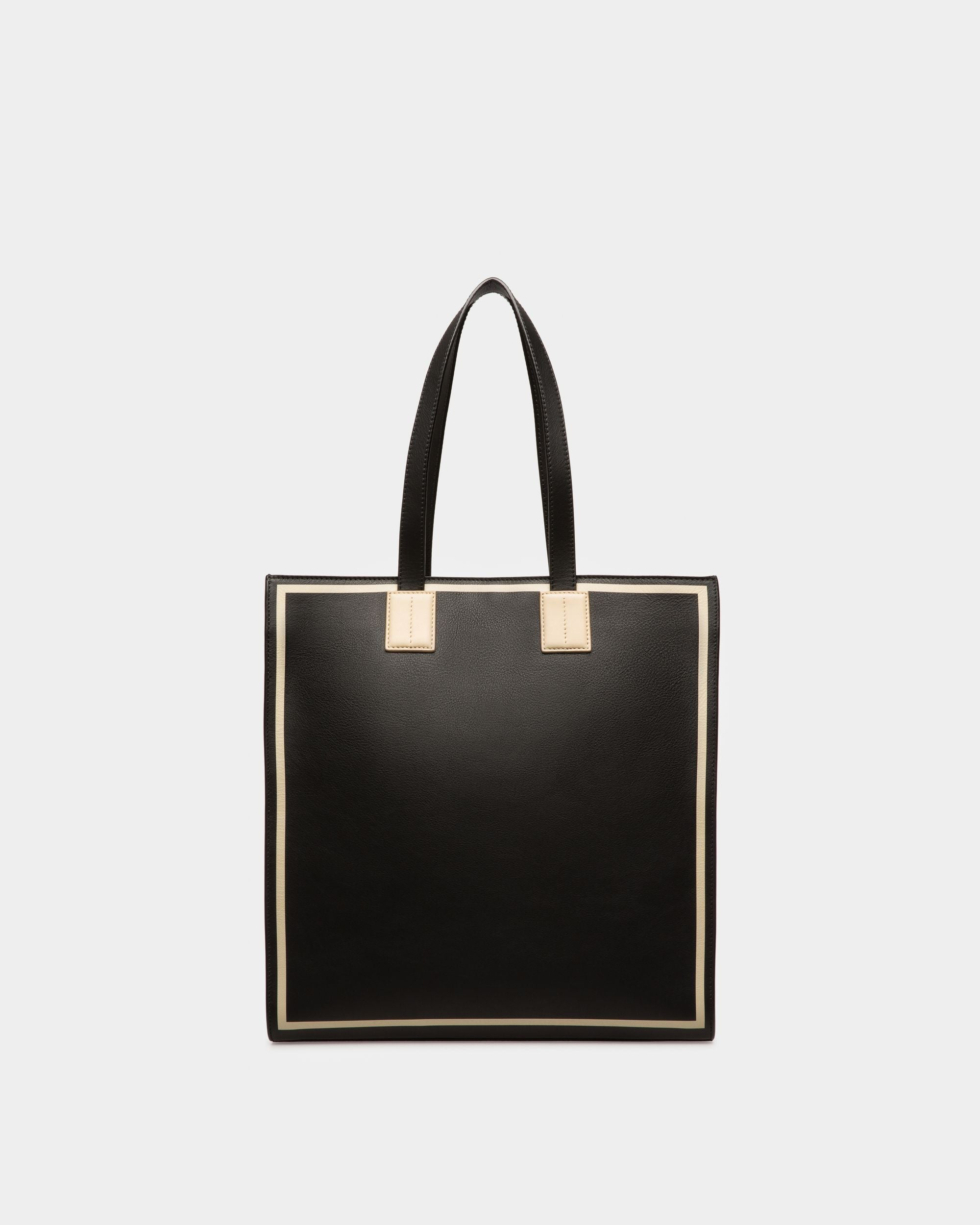 Crystalia Leather Tote In Black & Light Beige - Women's - Bally - 02