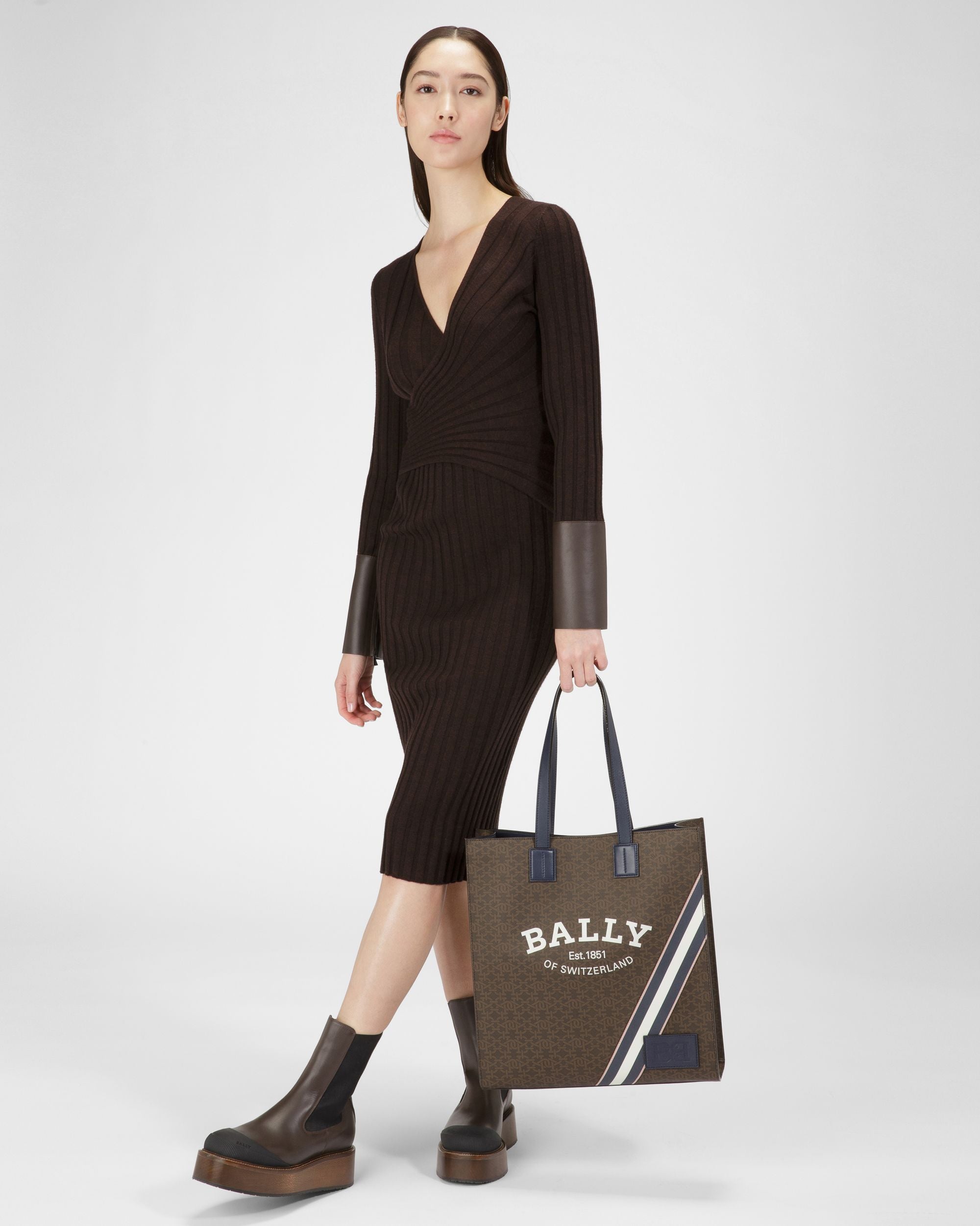 Crystalia Bolso Tote En Tpu De Color Marrón - Mujer - Bally - 06
