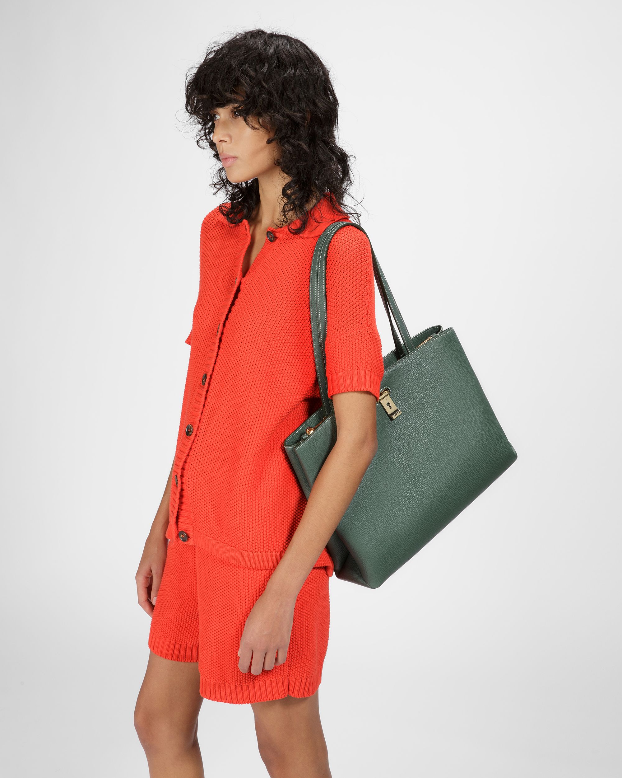 Lya Leather Tote In Sage - Women's - Bally - 02